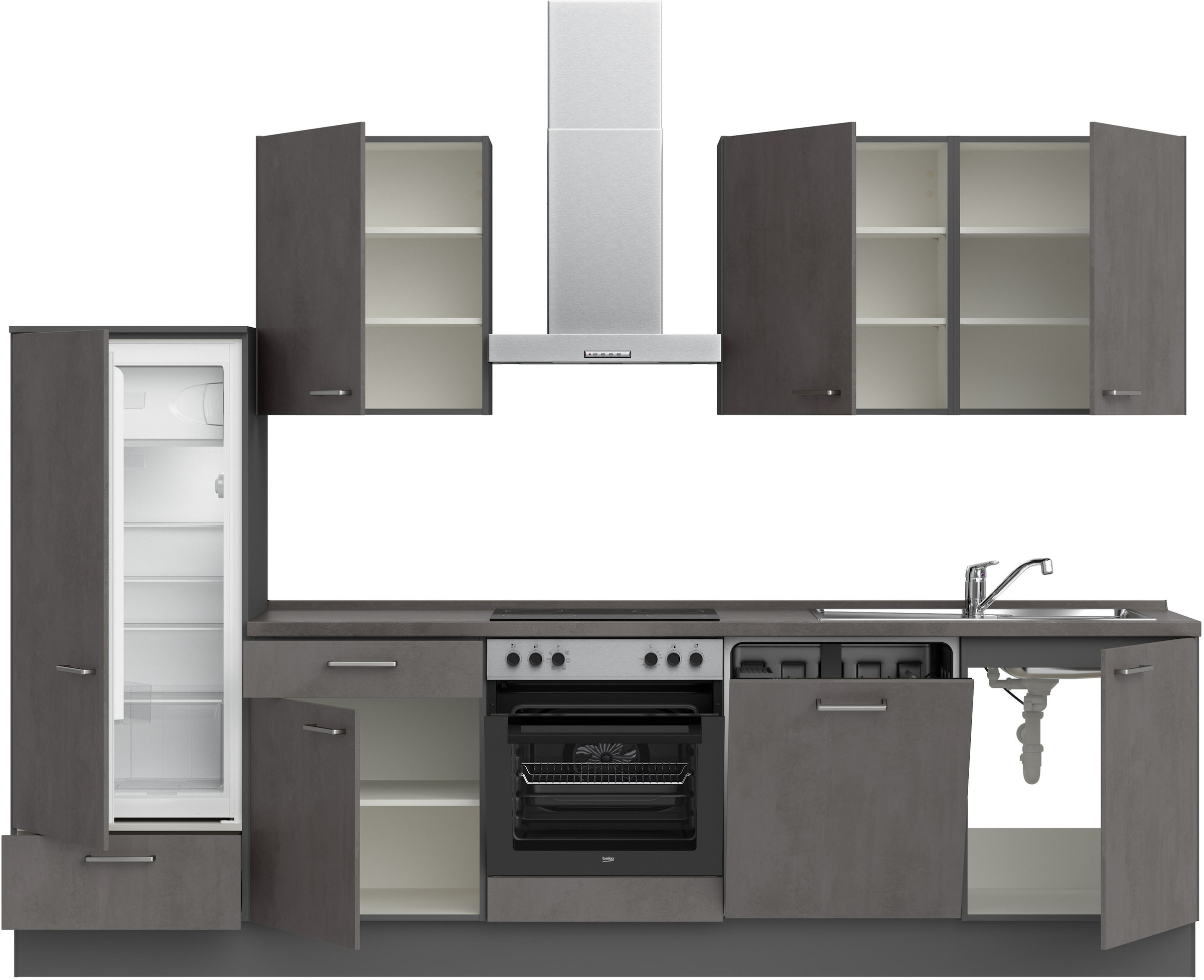 nobilia® Küchenzeile »"Riva I"«, vormontiert, Ausrichtung wählbar, Breite 300 cm, wahlw. mit E-Geräten