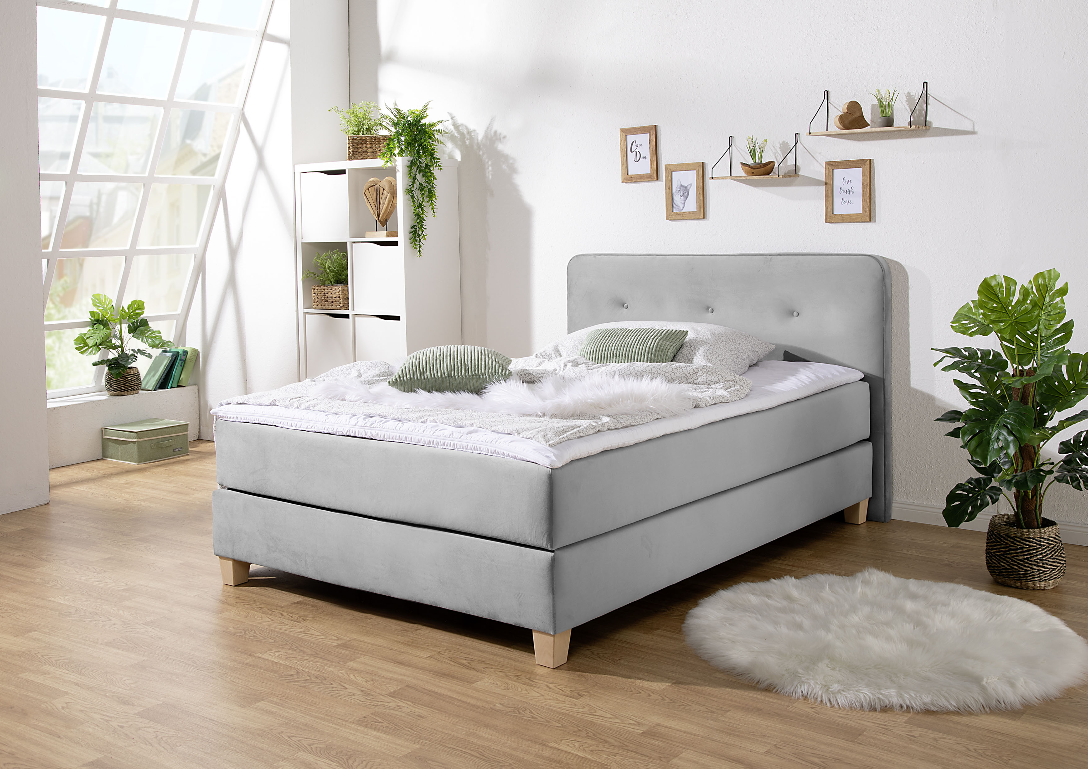 Home affaire Boxspringbett "Fargo" inkl. Topper, in 3 Matratzenarten, in Samt- oder Strukturstoff