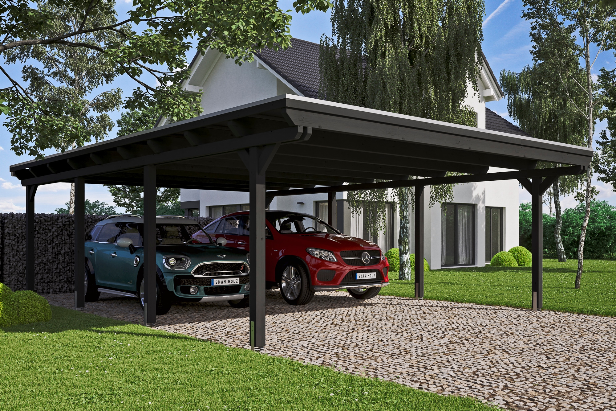 Skanholz Doppelcarport »Emsland«, Holz, 550 cm, Anthrazit