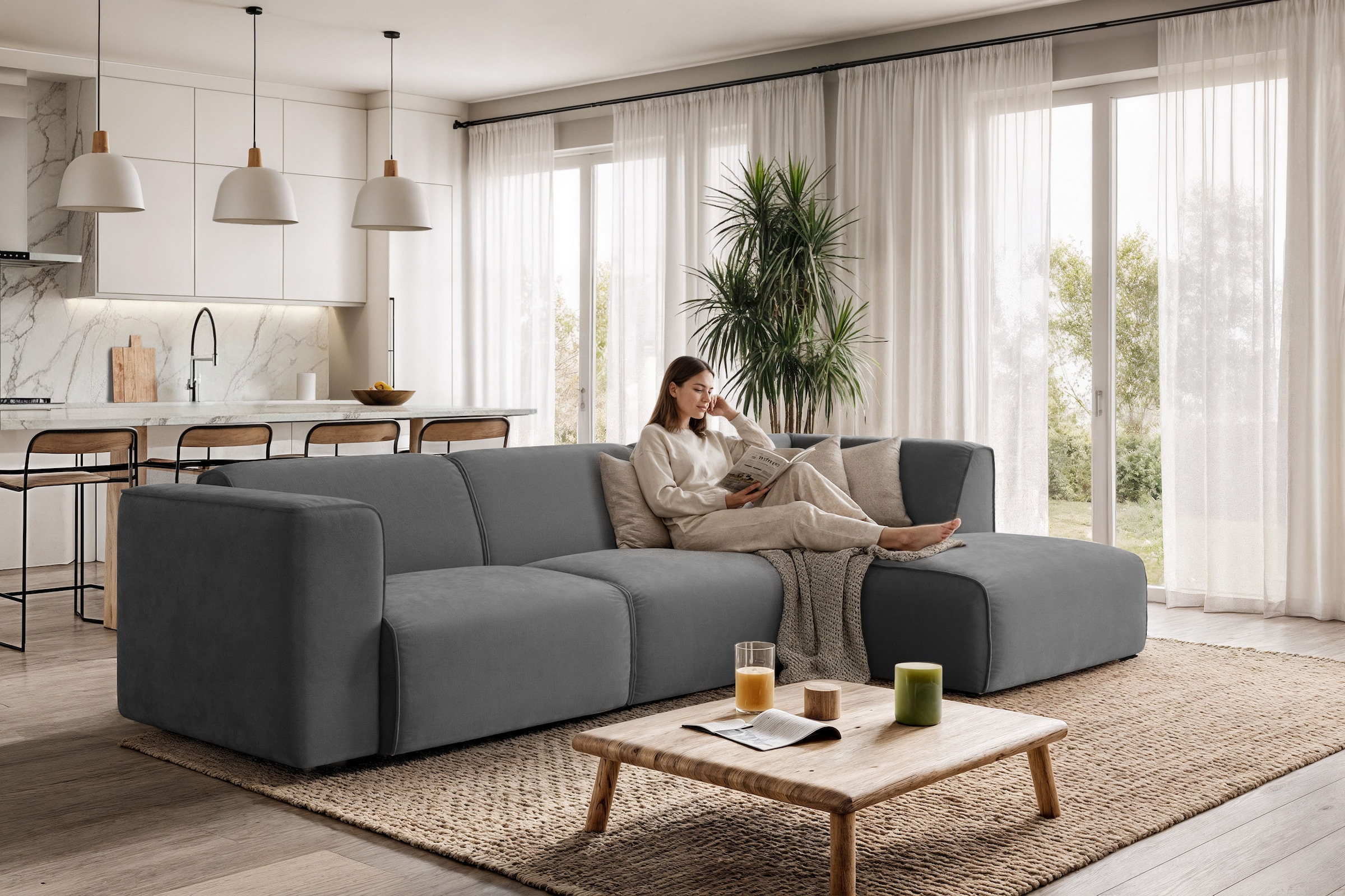 OTTO home Ecksofa "Merid L-Form, jederzeit durch Module erweiterbar, B/T/H: günstig online kaufen