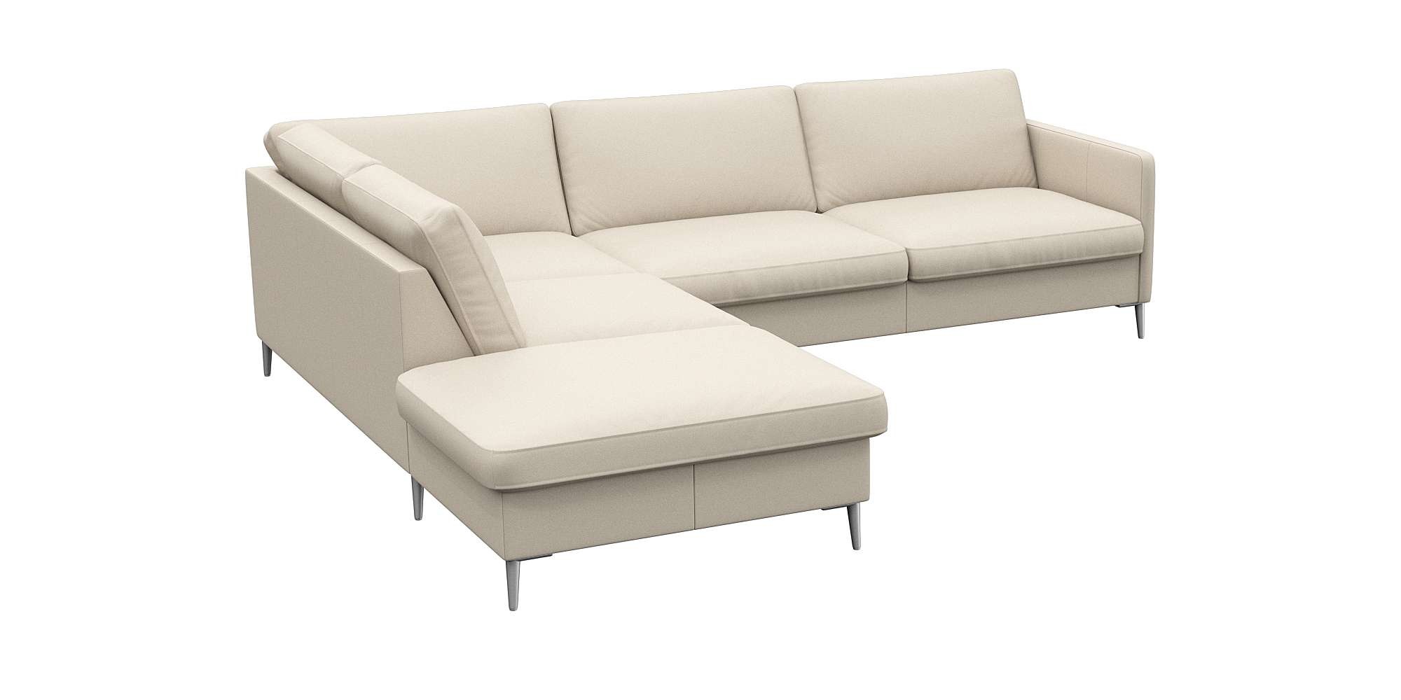 FLEXLUX Ecksofa »Fiore, L-Form«, schmale Armlehnen, Kaltschaum, Füße Alu