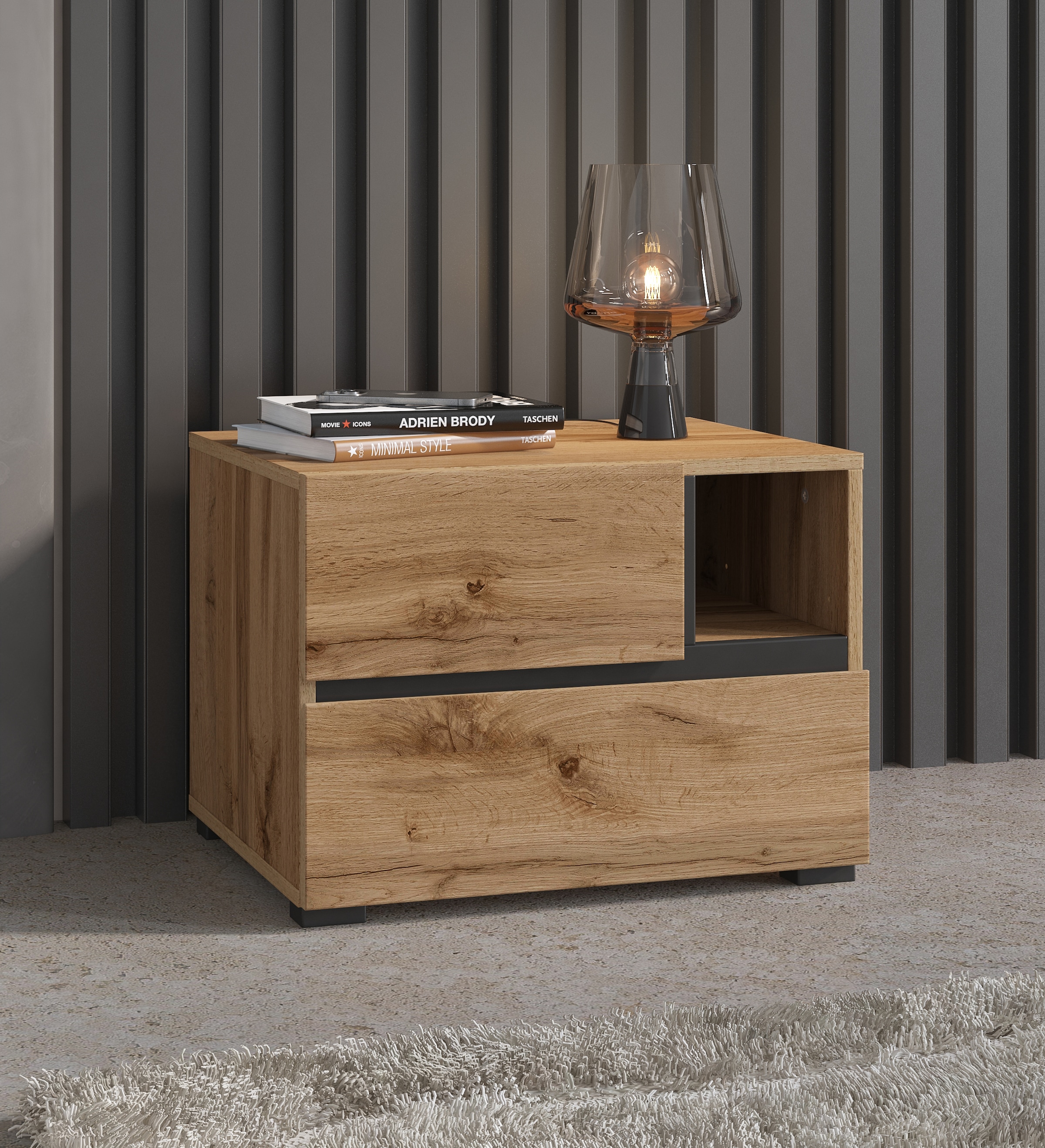 Home affaire Nachtkommode "Cross, moderner griffloser Nachtschrank", Nachtt günstig online kaufen