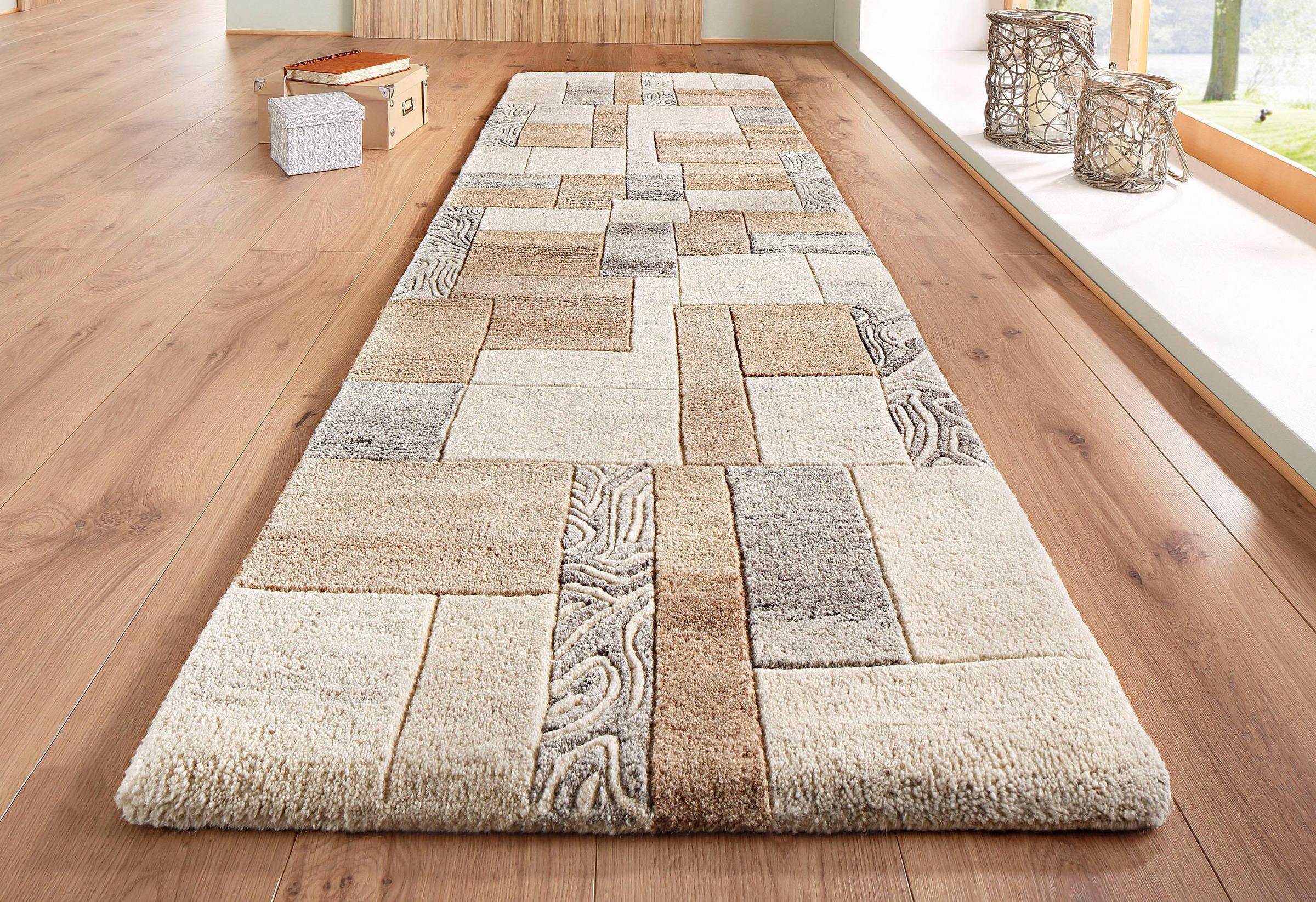 THEKO Läufer "Lola, Wolle, handgearbeitet, Patchwork Design" rechteckig 12 günstig online kaufen