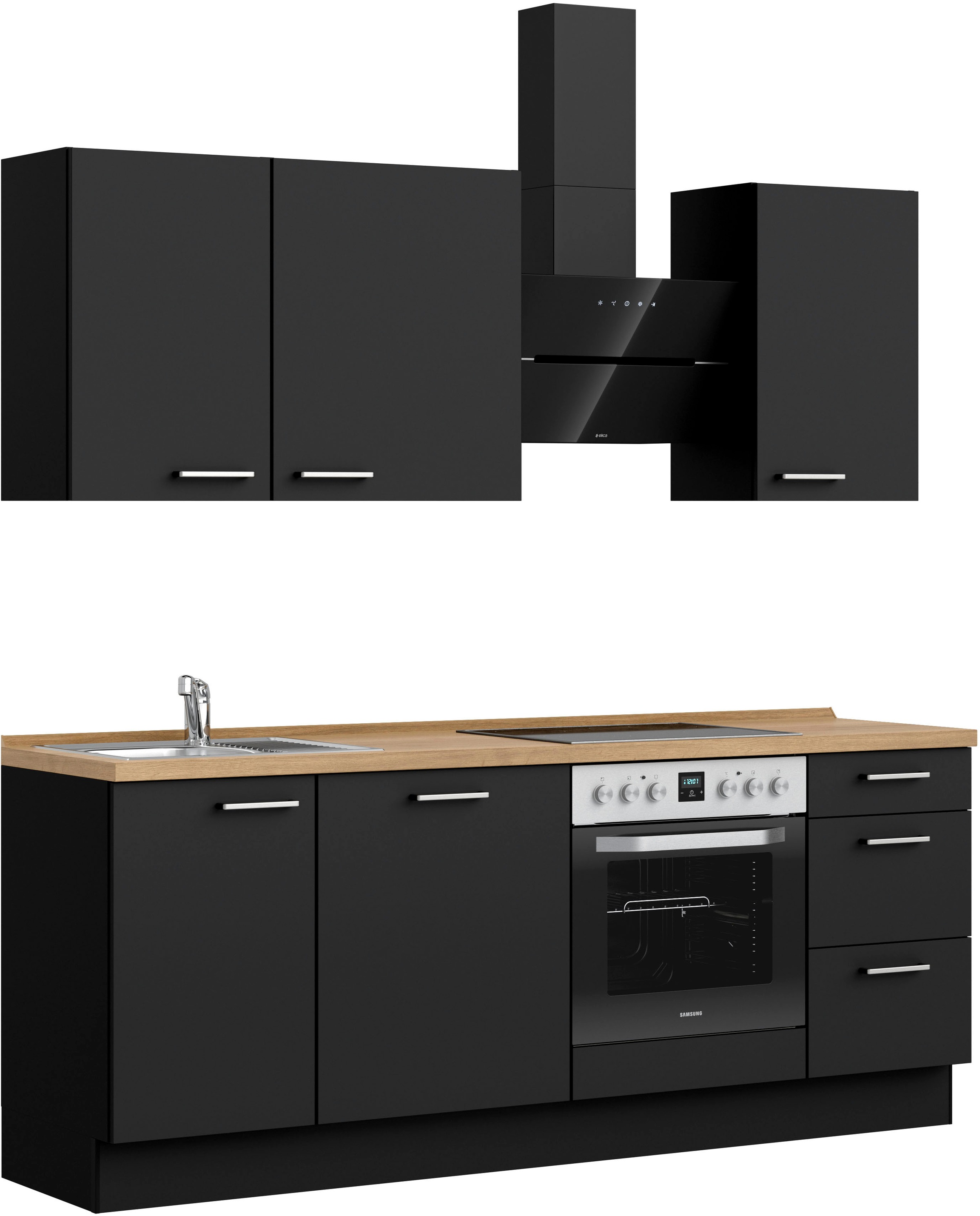 nobilia® Küchenzeile »"Touch II"«, vormontiert, Ausrichtung wählbar, Breite 210 cm, wahlw. mit E-Geräten
