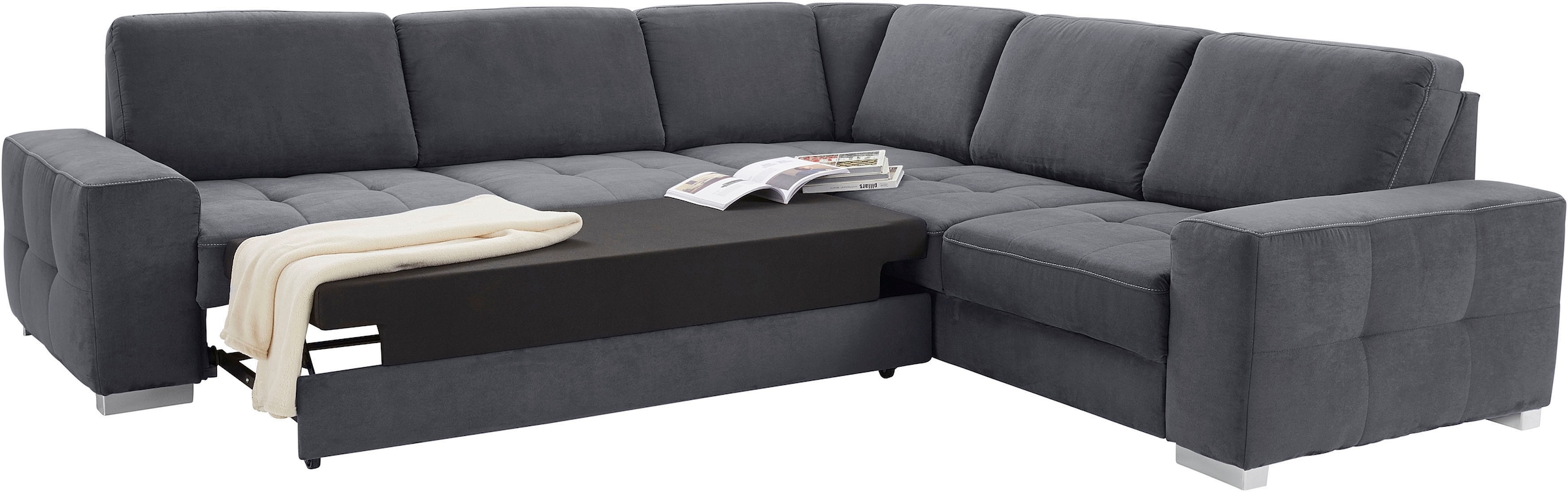 sit&more Ecksofa »Santorini L-Form«, mit Federkern und Sitztiefenverstellung, wahlweise mit Bettfunktion