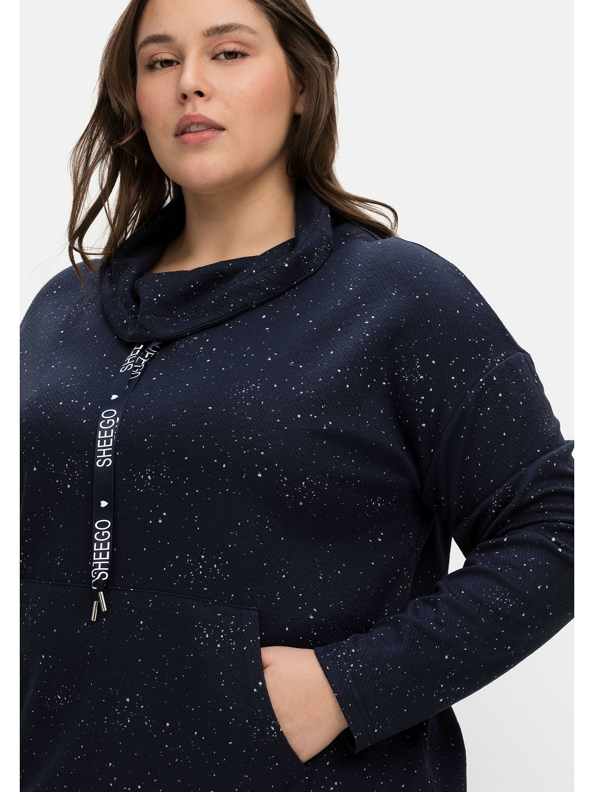 Sheego Sweatshirt »Große Größen«, mit Minimalprint, in Struktur-Qualität