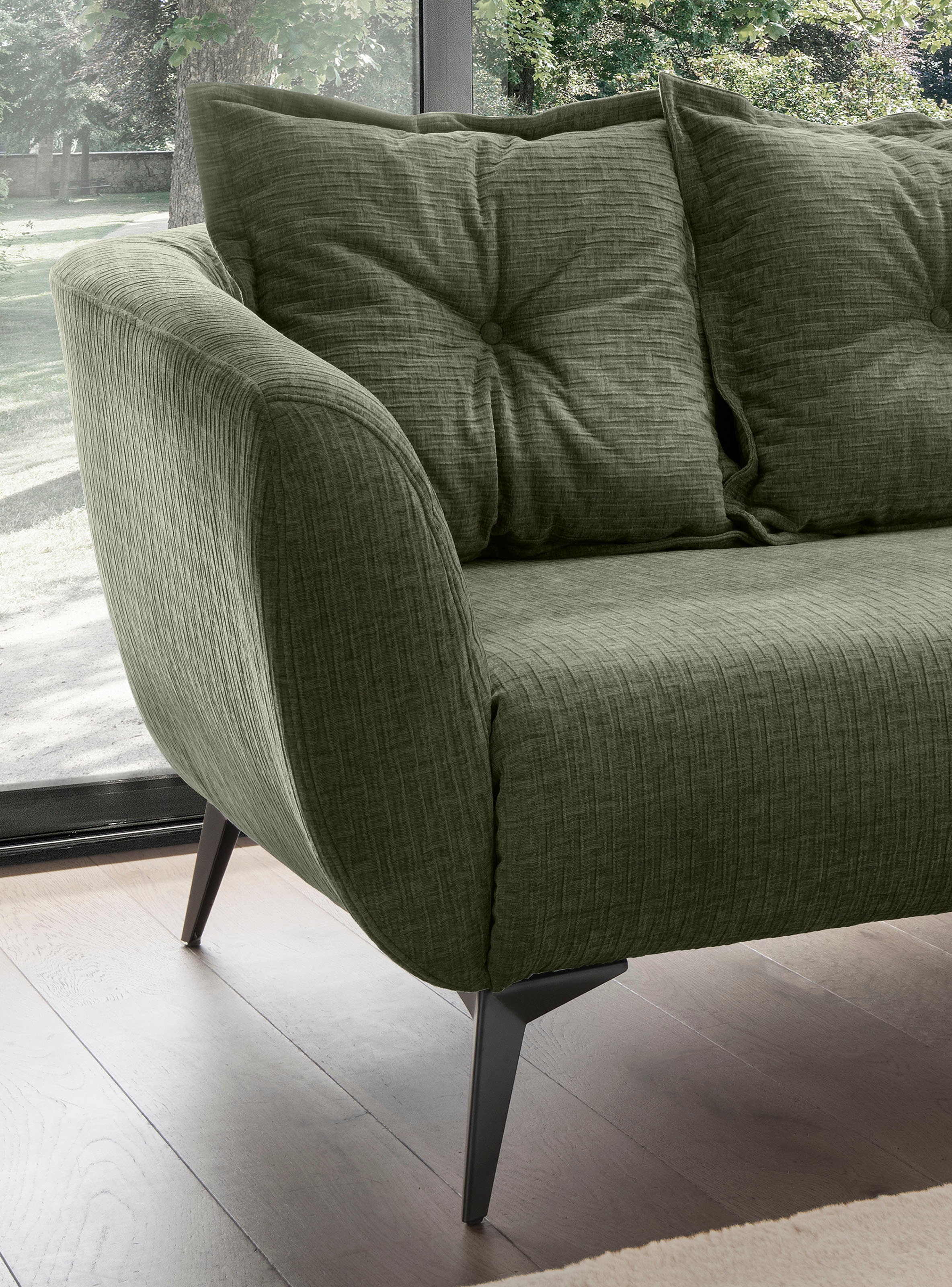 Home affaire 2,5-Sitzer »Baggio, Breite 196 cm zeitlos & elegant, bequem« schwarze Metallfüße