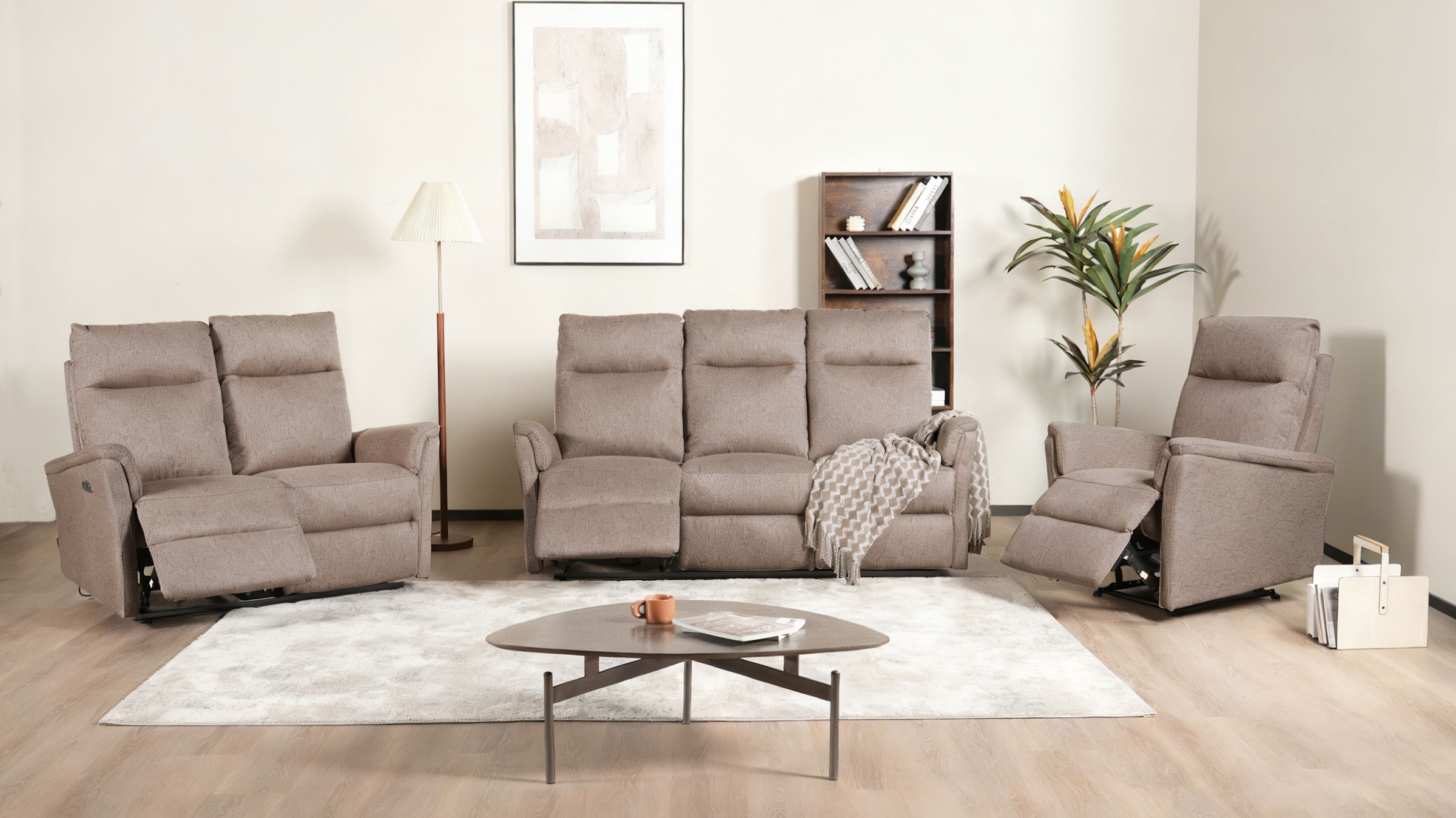 Home affaire Polstergarnitur »FINNARA, 3+2+1, elelektrische Relaxfunktion, USB A/C« Liegefunktion 105°-135°, Federkern,