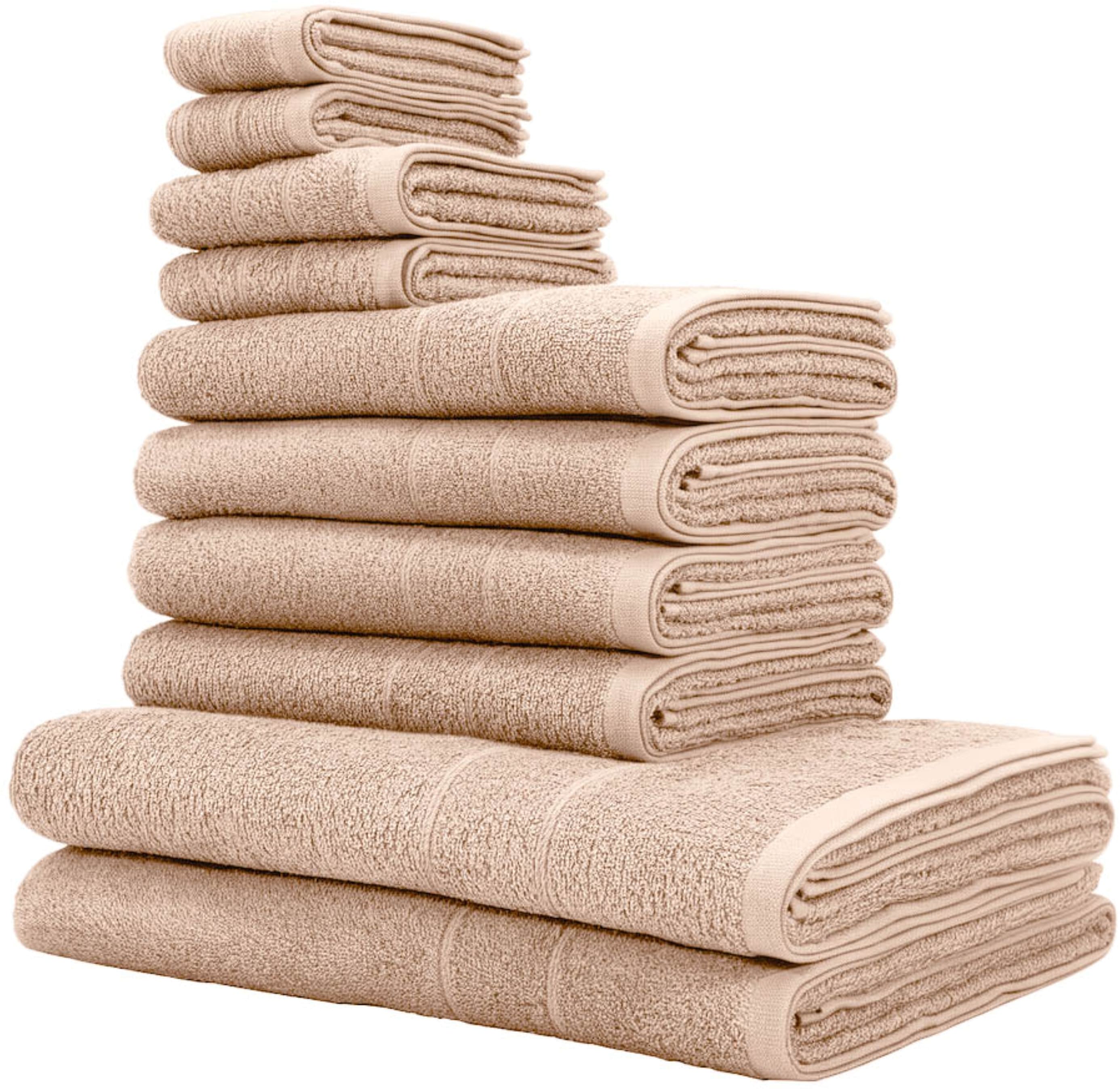 OTTO home Handtuch Set "Inga, 3 Qualitäten, Duschtücher, Handtücher, Gästetücher, Seiftücher" 10 Walkfrottier Handtücher mit feiner Bordüre, 100% Baumwolle