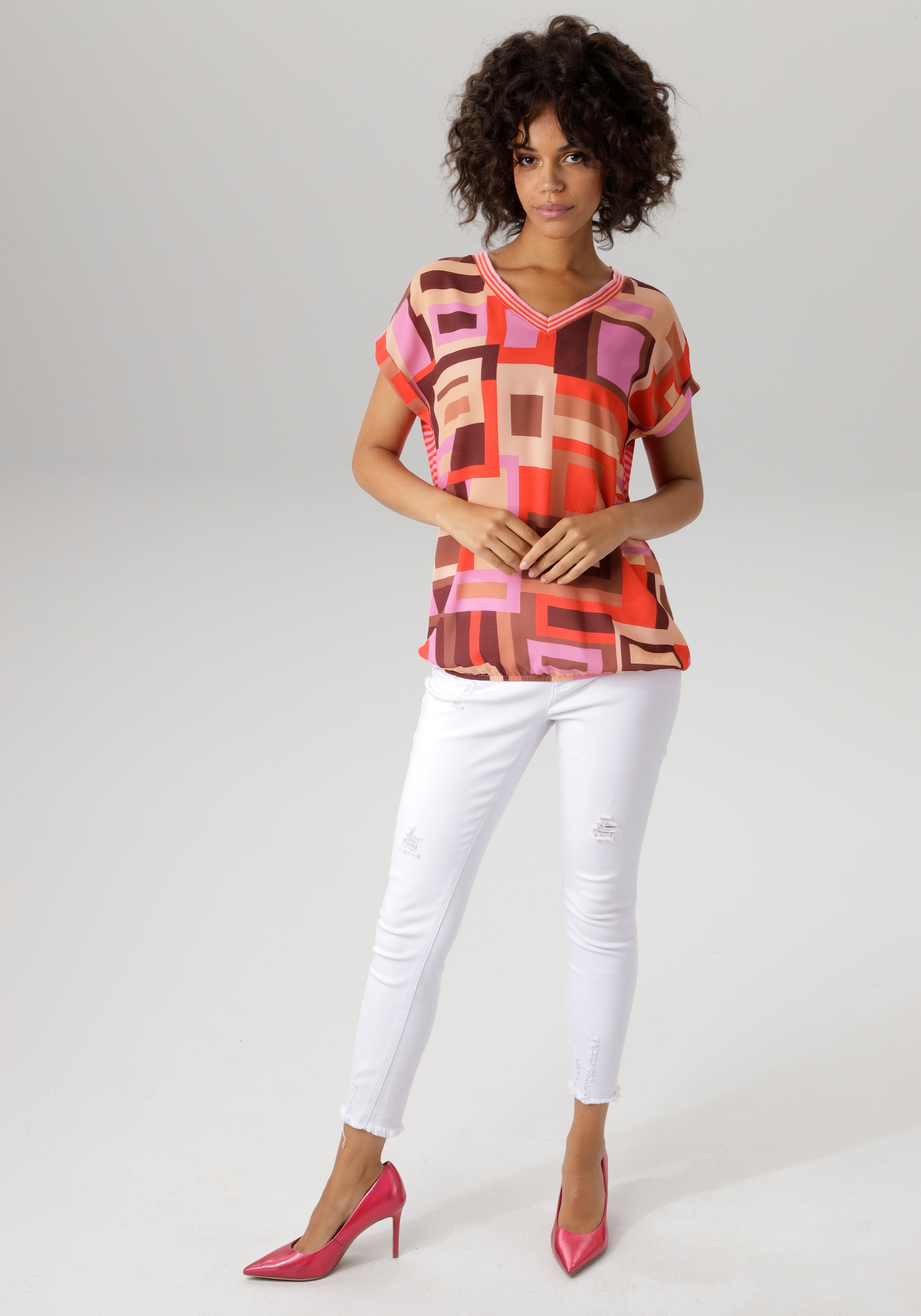 Aniston CASUAL T-Shirt, Material- Mustermix und | BAUR im für kaufen