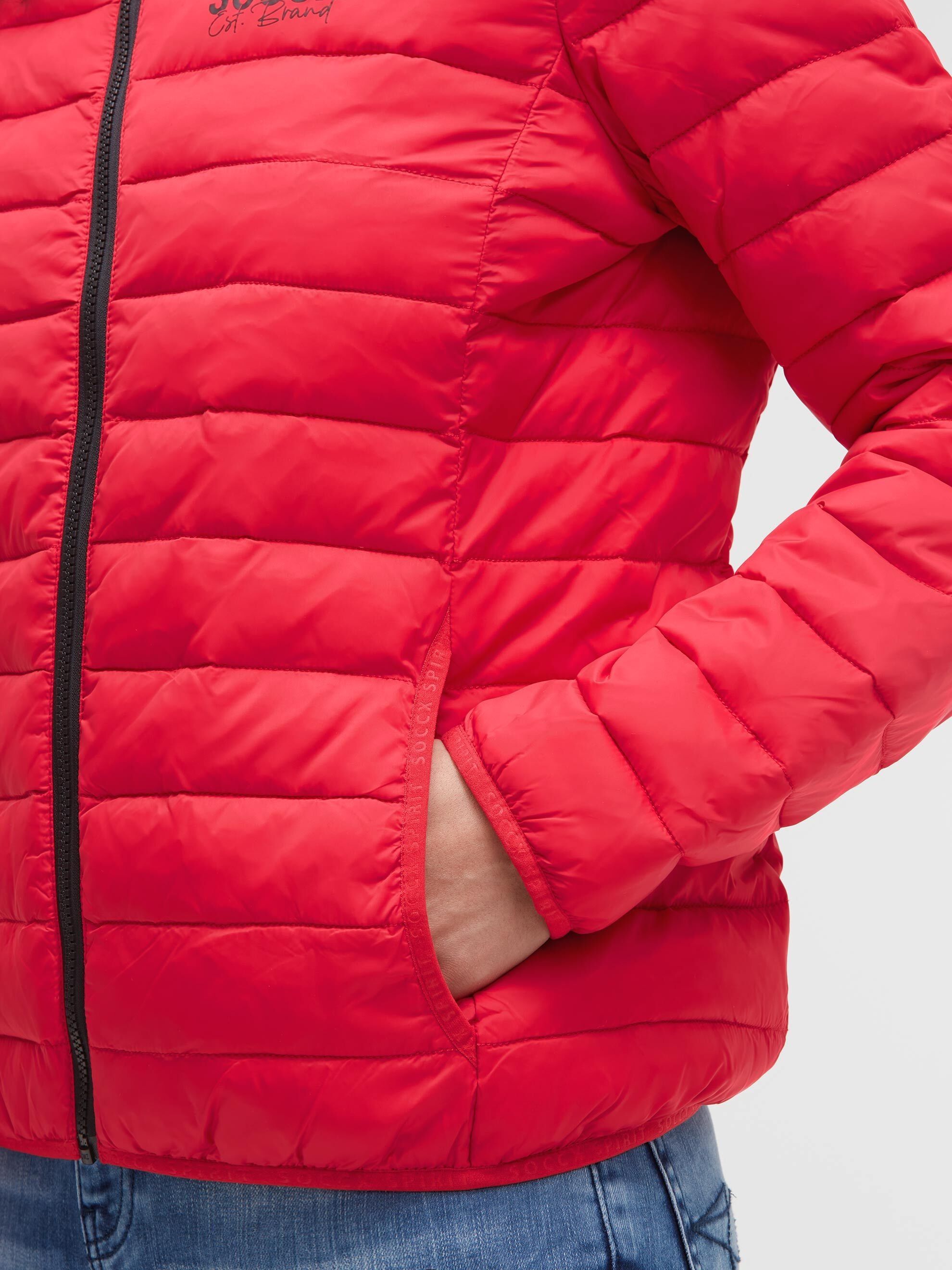 SOCCX Outdoorjacke mit Kapuze mit elastischem Saumabschluss