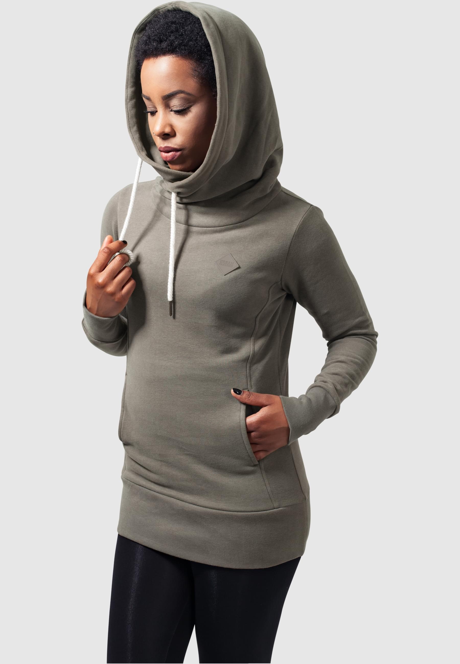 URBAN CLASSICS Kapuzenpullover »Urban Classics Damen Ladies Long Logopatch Hoody«, (1 tlg.)