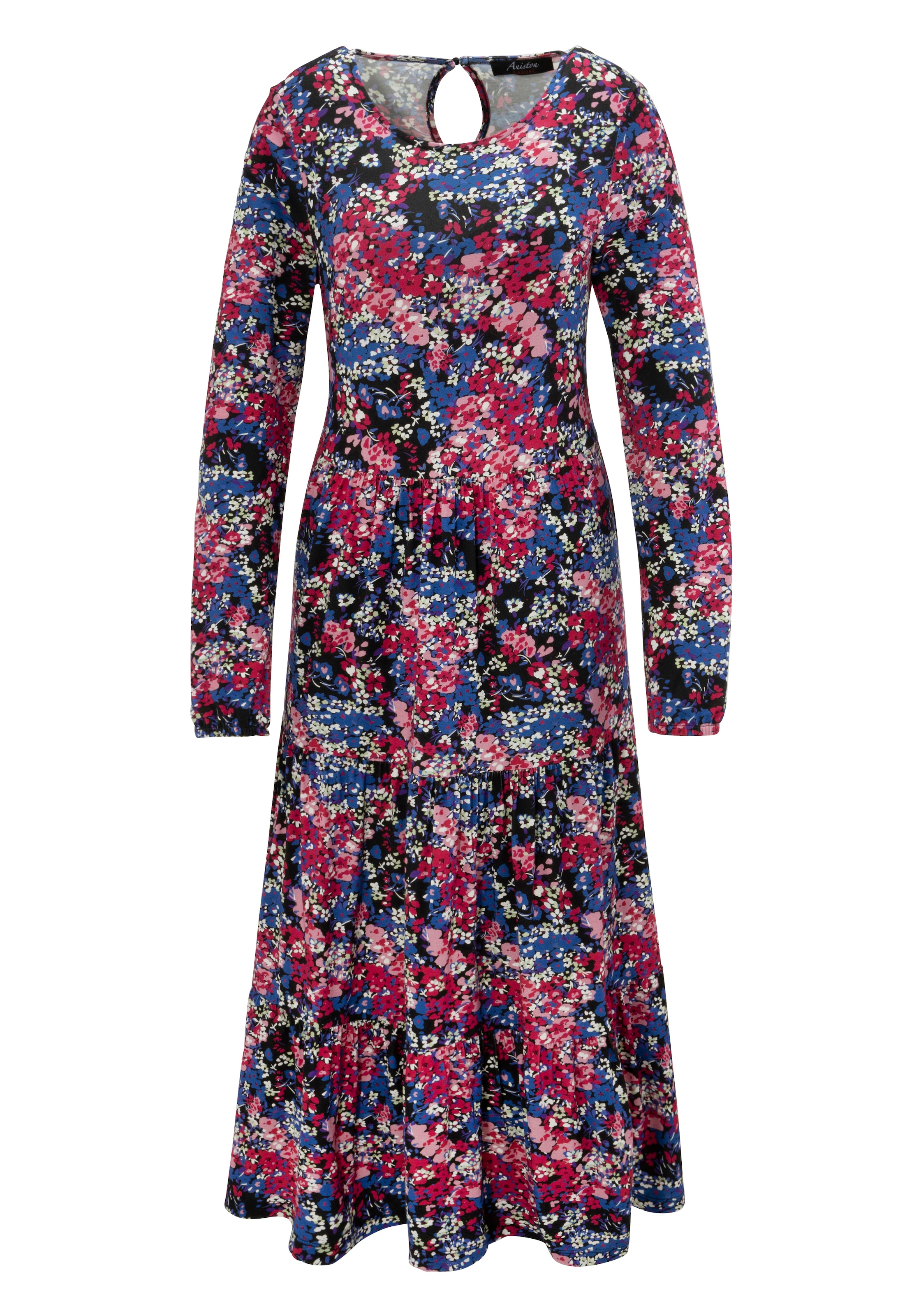 Aniston CASUAL Jerseykleid, mit abstraktem Blumendruck - jedes Teil ein Unikat
