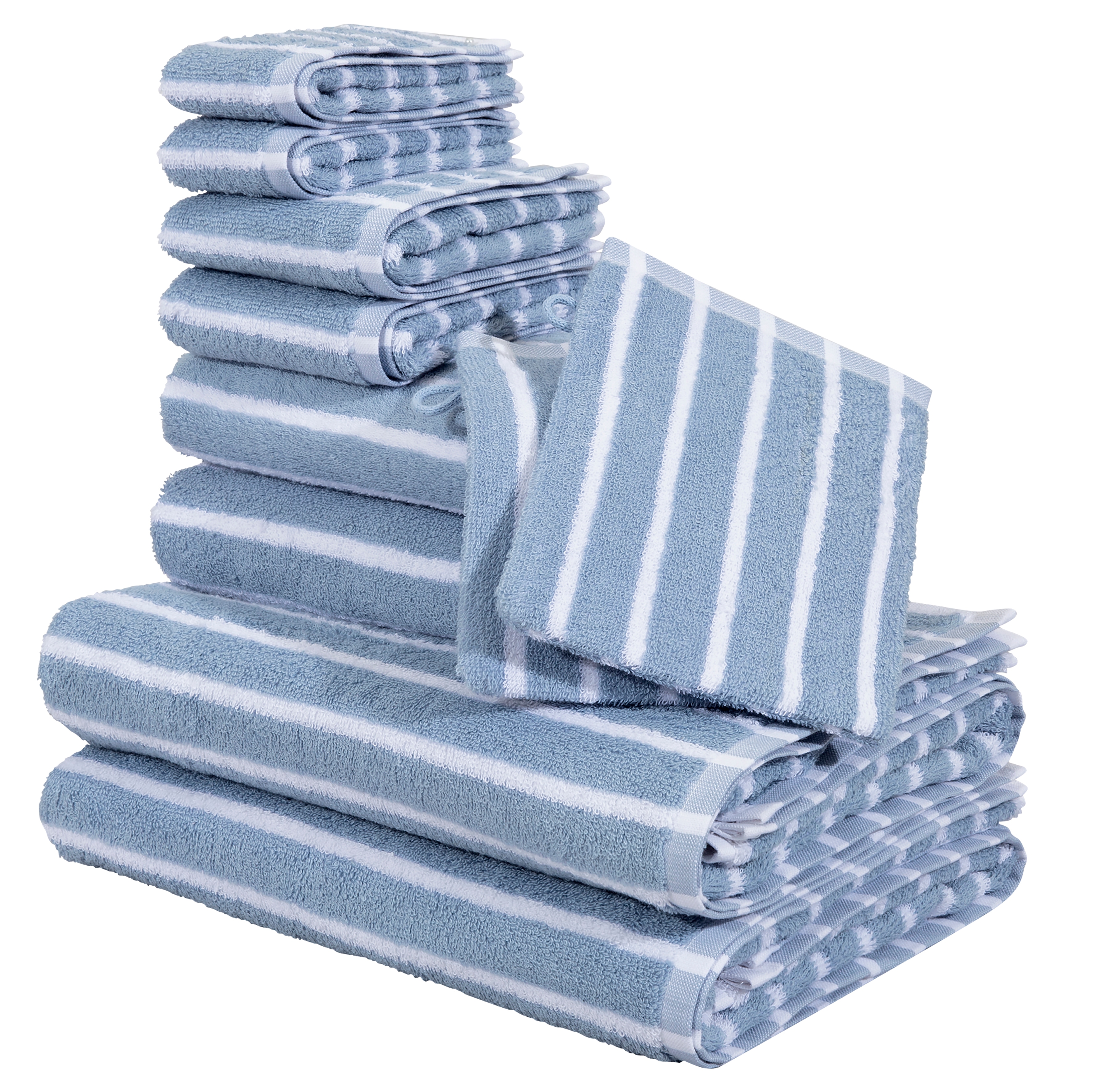 OTTO home Handtuch Set "Jannika, Duschtücher, Handtücher, Gästetücher, Seiftücher, Waschlappen" 10 Frottier Handtücher mit Streifen, 100% Baumwolle, weich, umfangreiches Set