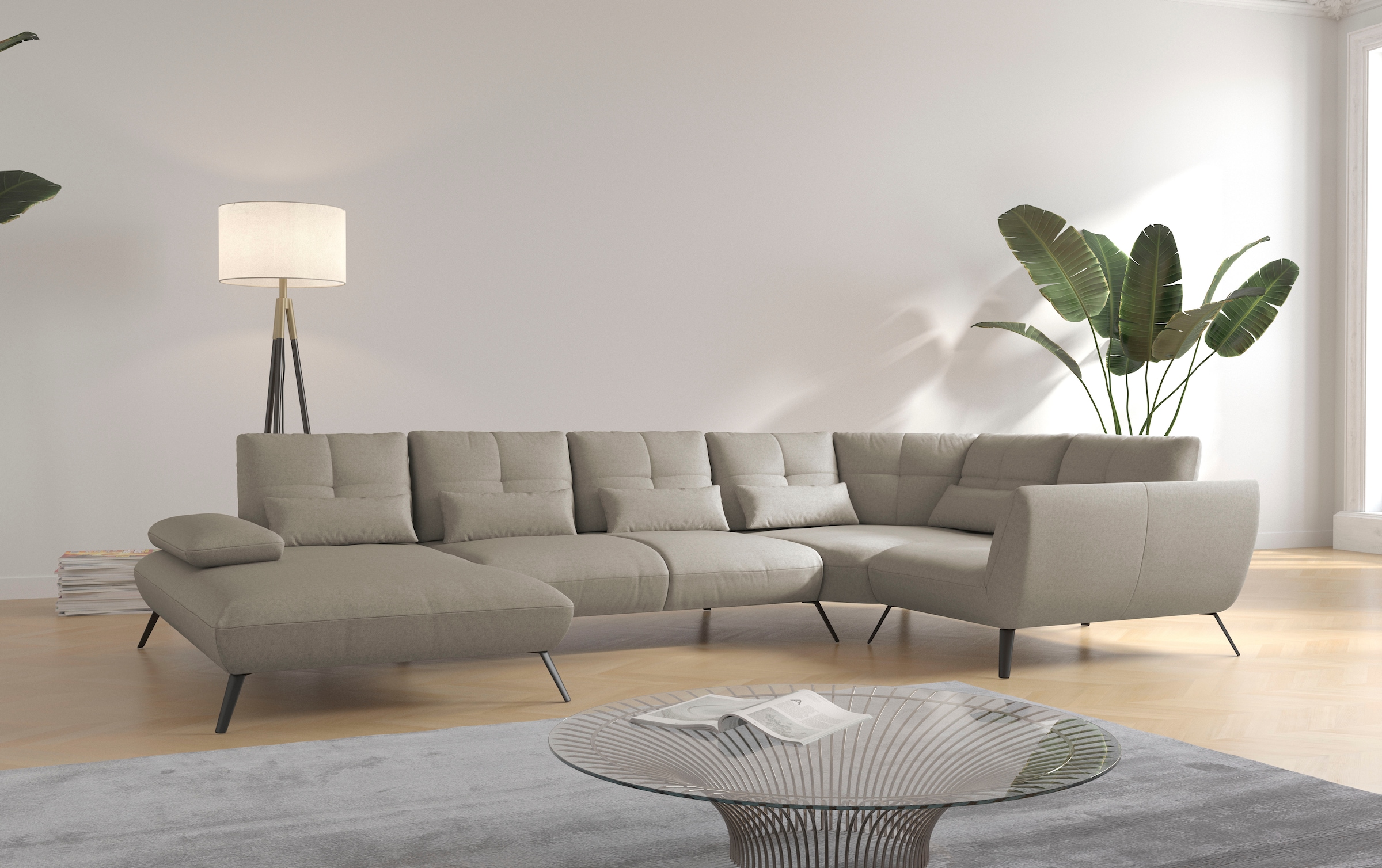 OTTO home Wohnlandschaft "Mikado U-Form" inkl. Sitztiefenverstellung und Ar günstig online kaufen