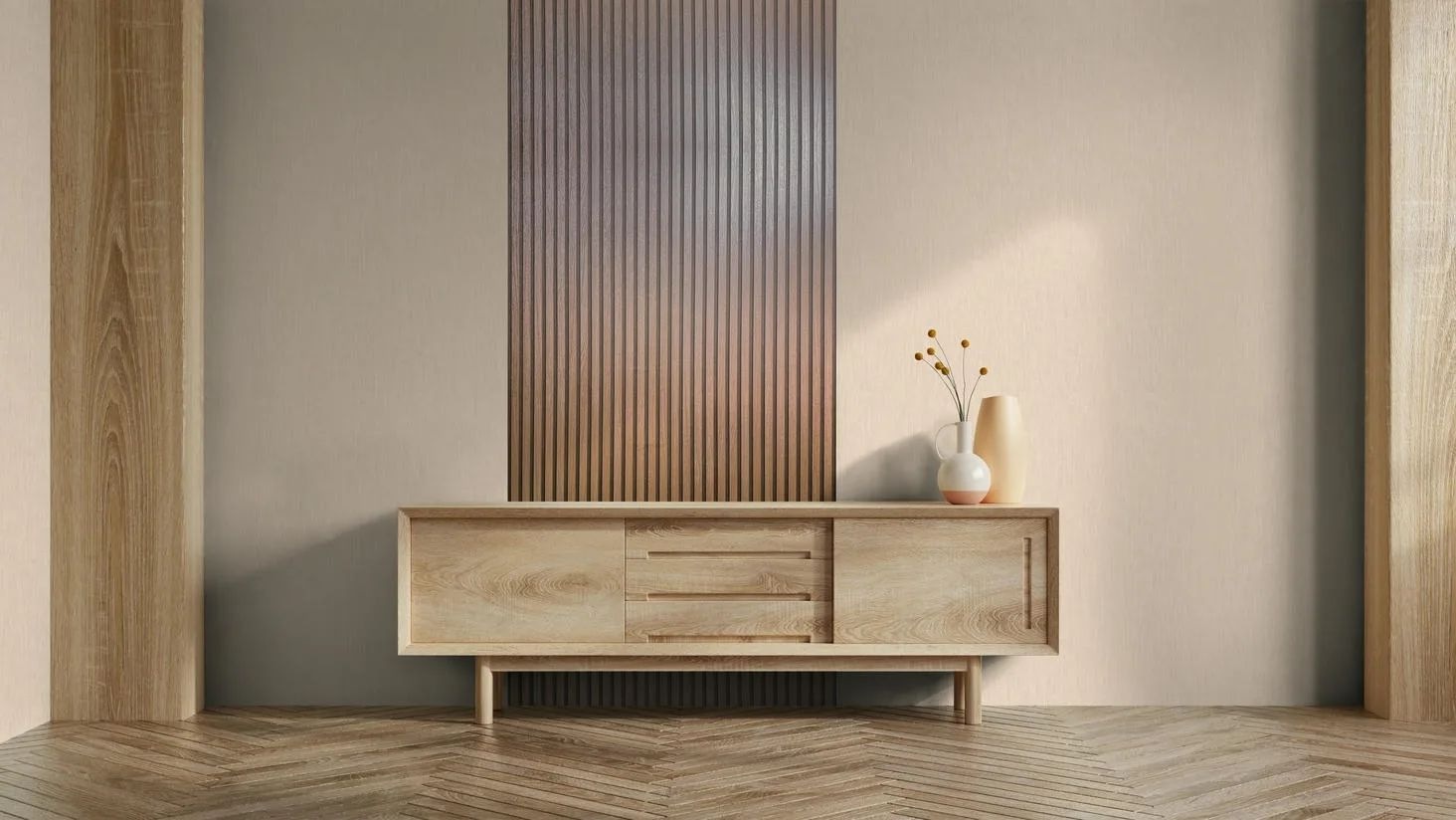 Marburg Vliestapete »Tapete Skandi Timber Wood«, uni, moderne Vliestapete für Wohnzimmer Schlafzimmer Küche