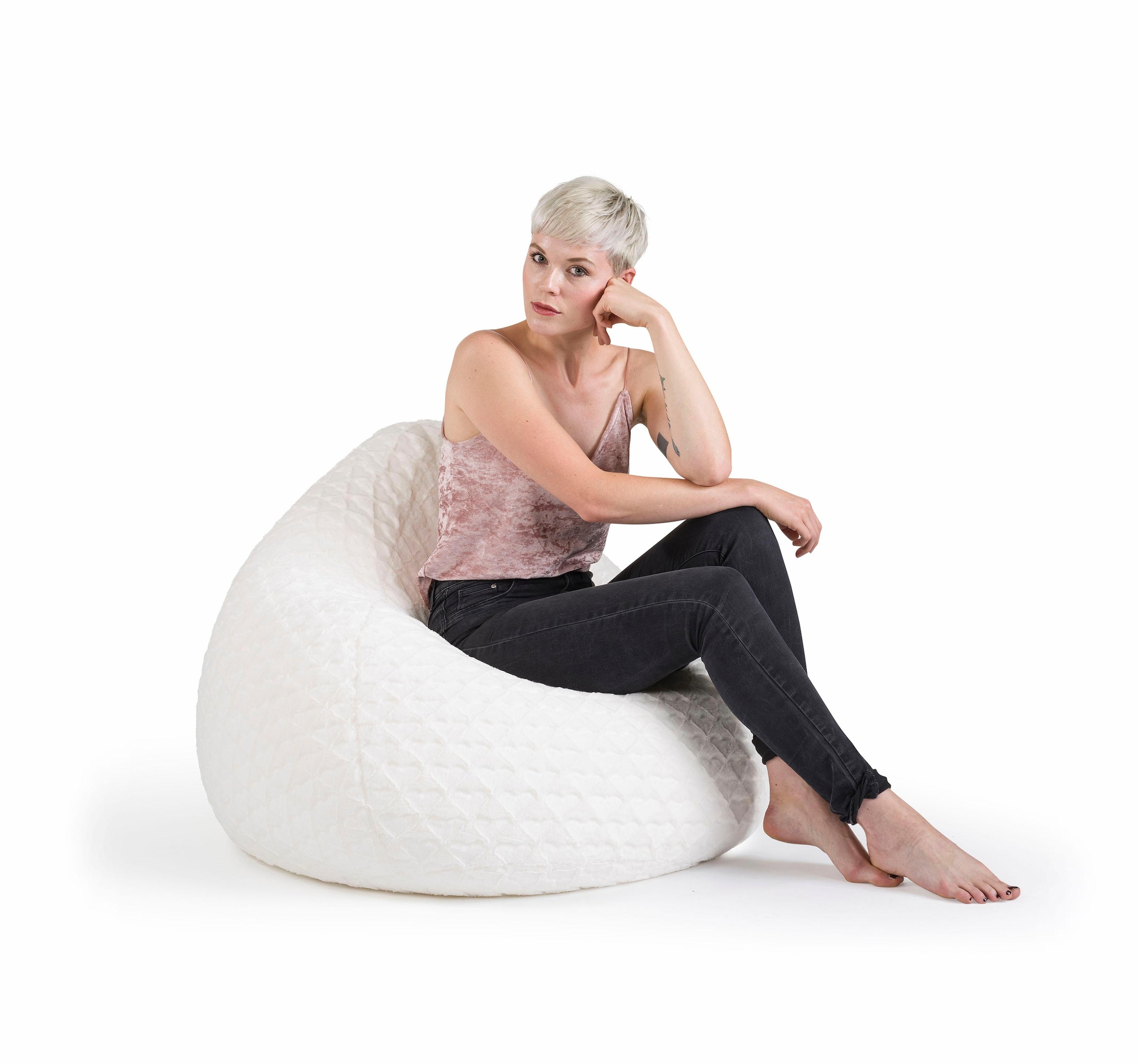 Sitting Point Sitzsack »Sitzsack FLUFFY HEARTS XL«, Plüschsitzsack mit Herzoptik