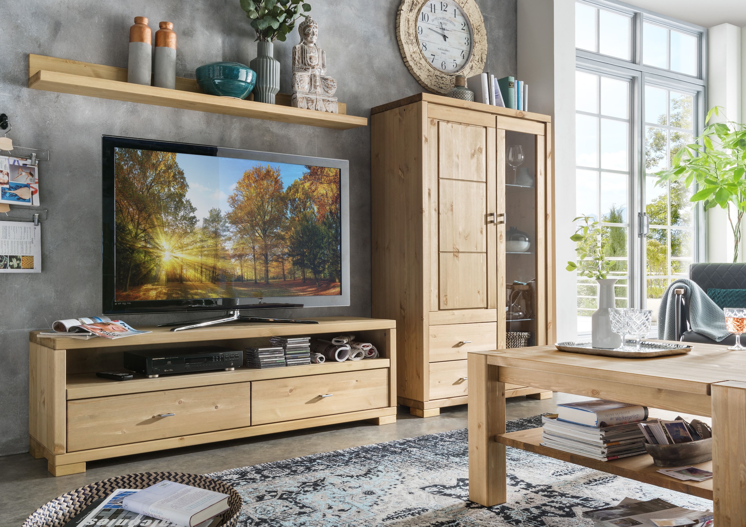 Infantil Kiefer Breite TV-Board massiv, Wohnglücklich »Vita«, Landhausstil cm, by Lowboard 160 | BAUR