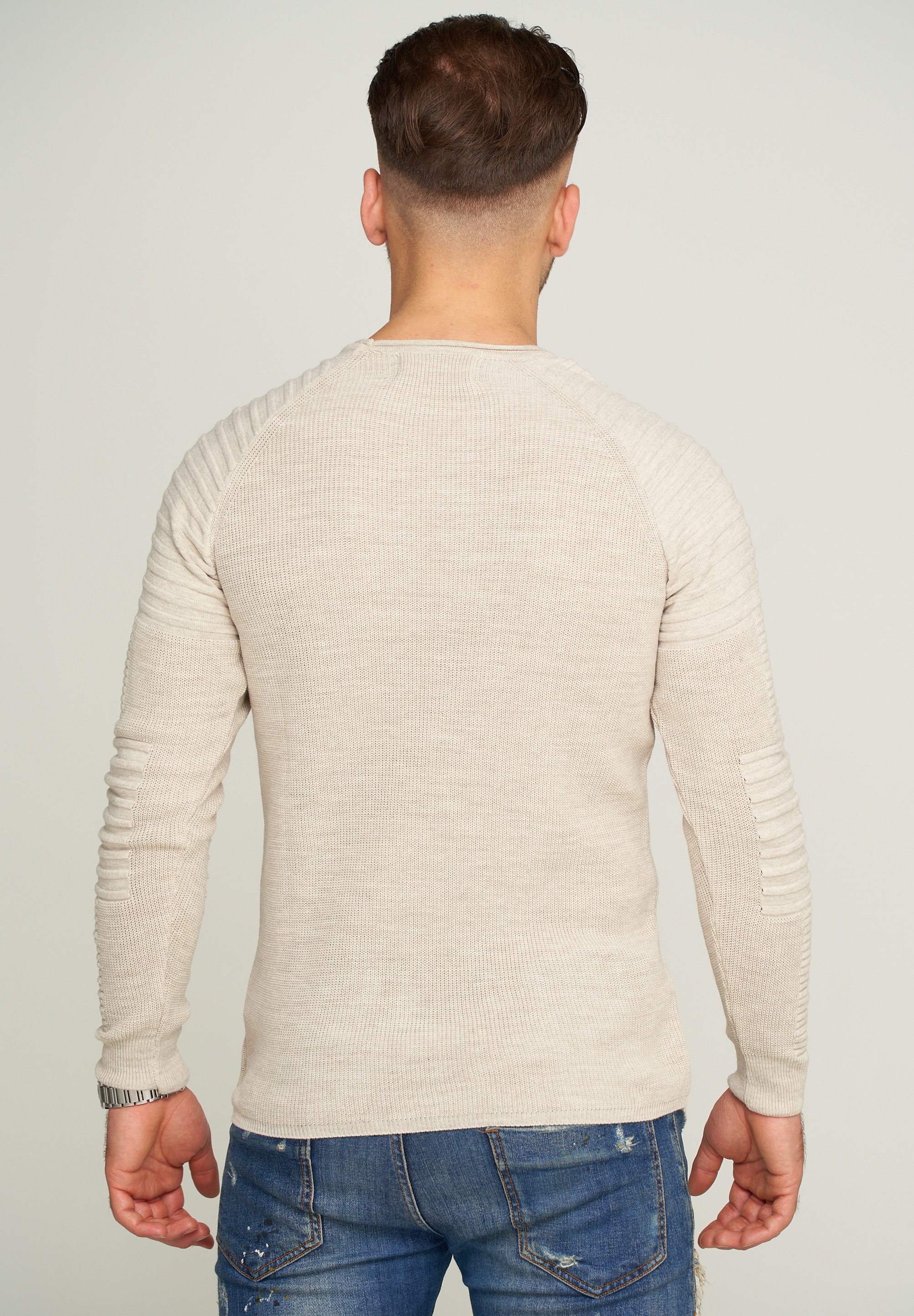 behype Strickpullover »MKstep91«, mit Biker-Steppung