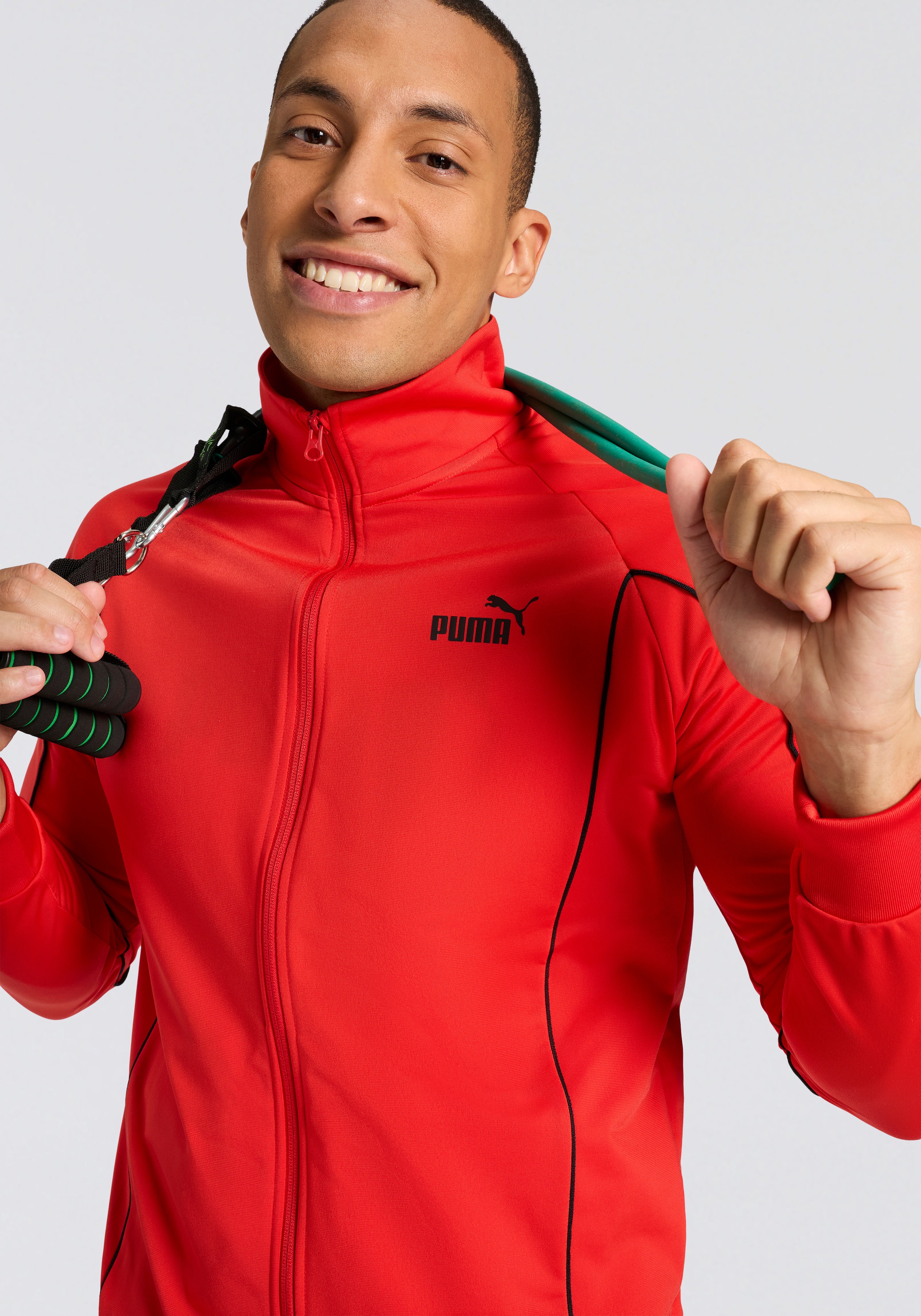 Thumbnail - PUMA Trainingsanzug "POLY PIPING SUIT" 2 Stk. zweiteilig, mit Paspeldetails, mit hohem Kragen