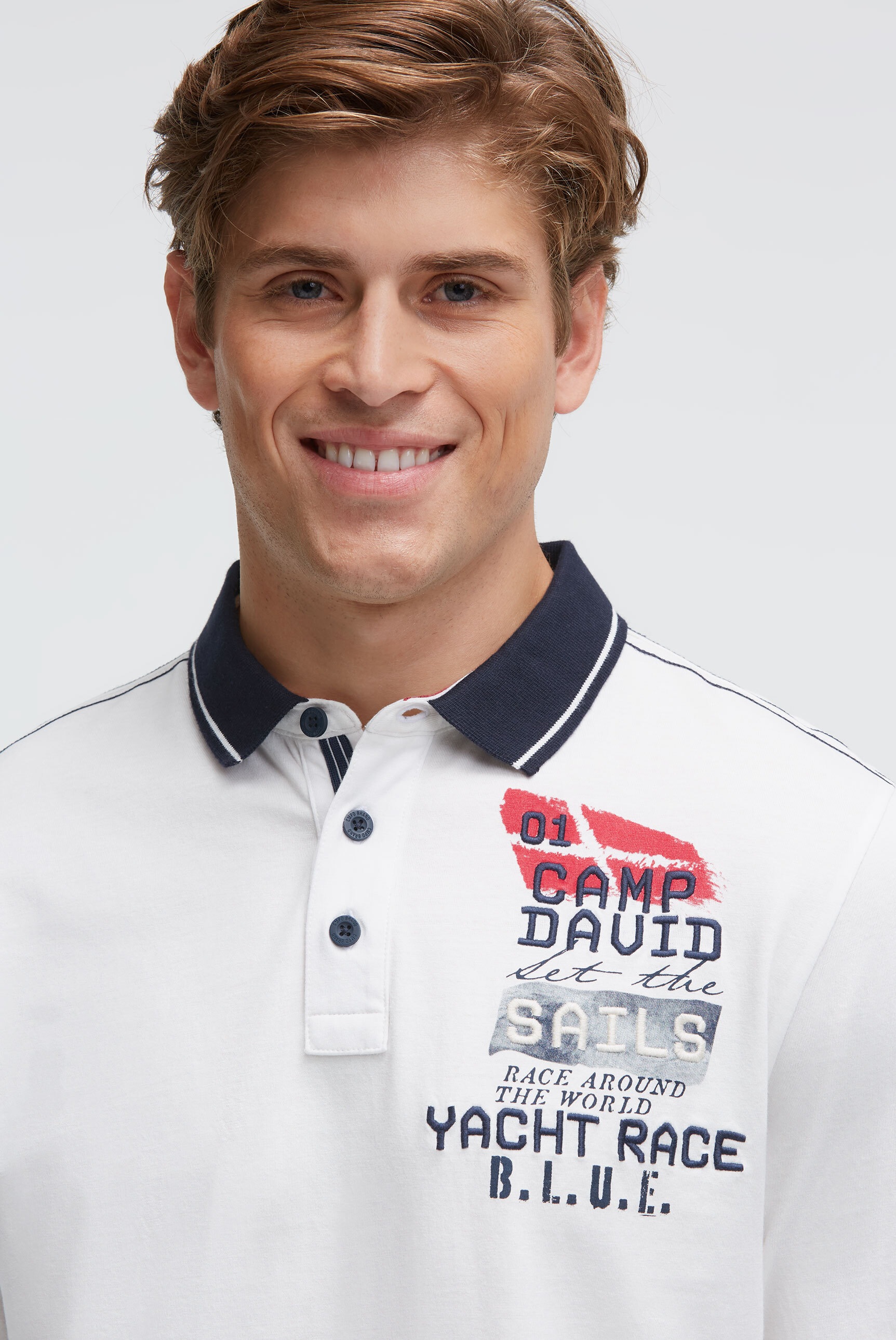 CAMP DAVID Langarm-Poloshirt aus Baumwolle