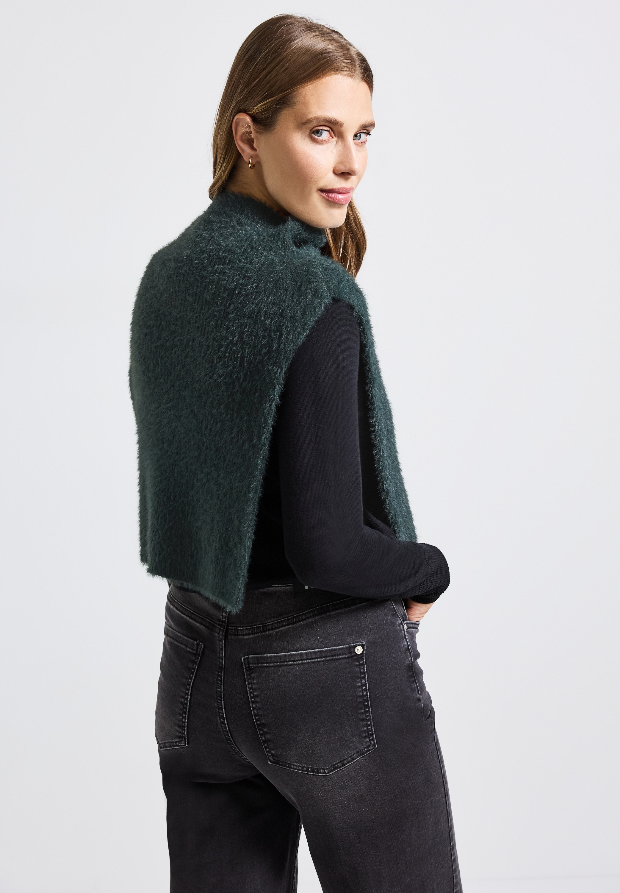 STREET ONE Strickcape, mit Federgarn