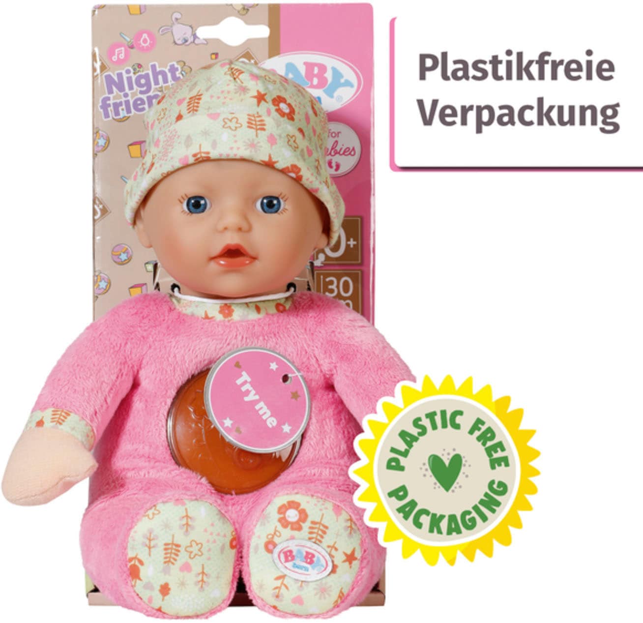 Baby Born Babypuppe »Nightfriends for babies, 30 cm«, mit Nachtlichtfunktion und Mütze mit Blumenmuster