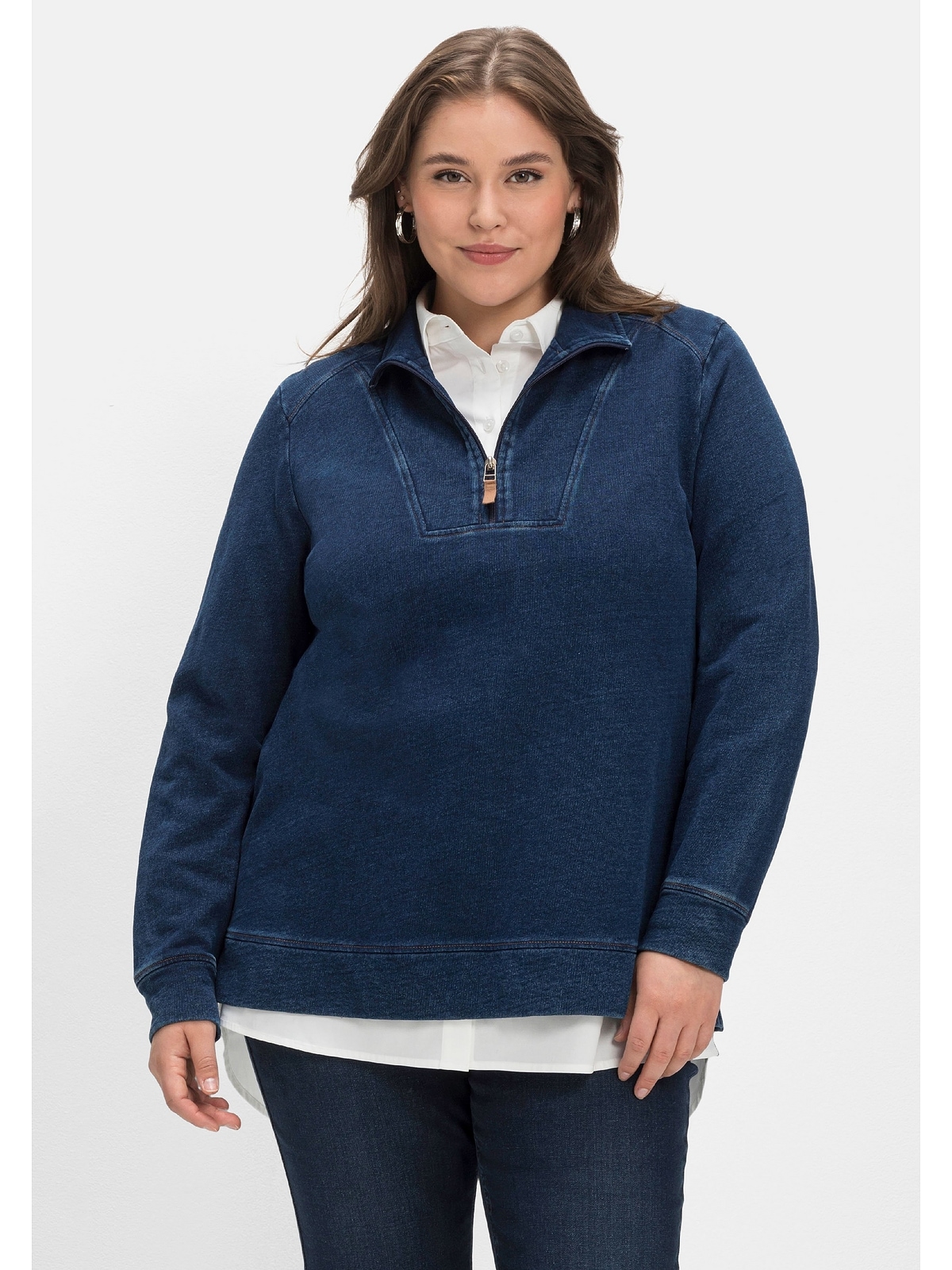 in | Sheego kaufen BAUR »Große Sweatshirt für Größen«, Denimoptik