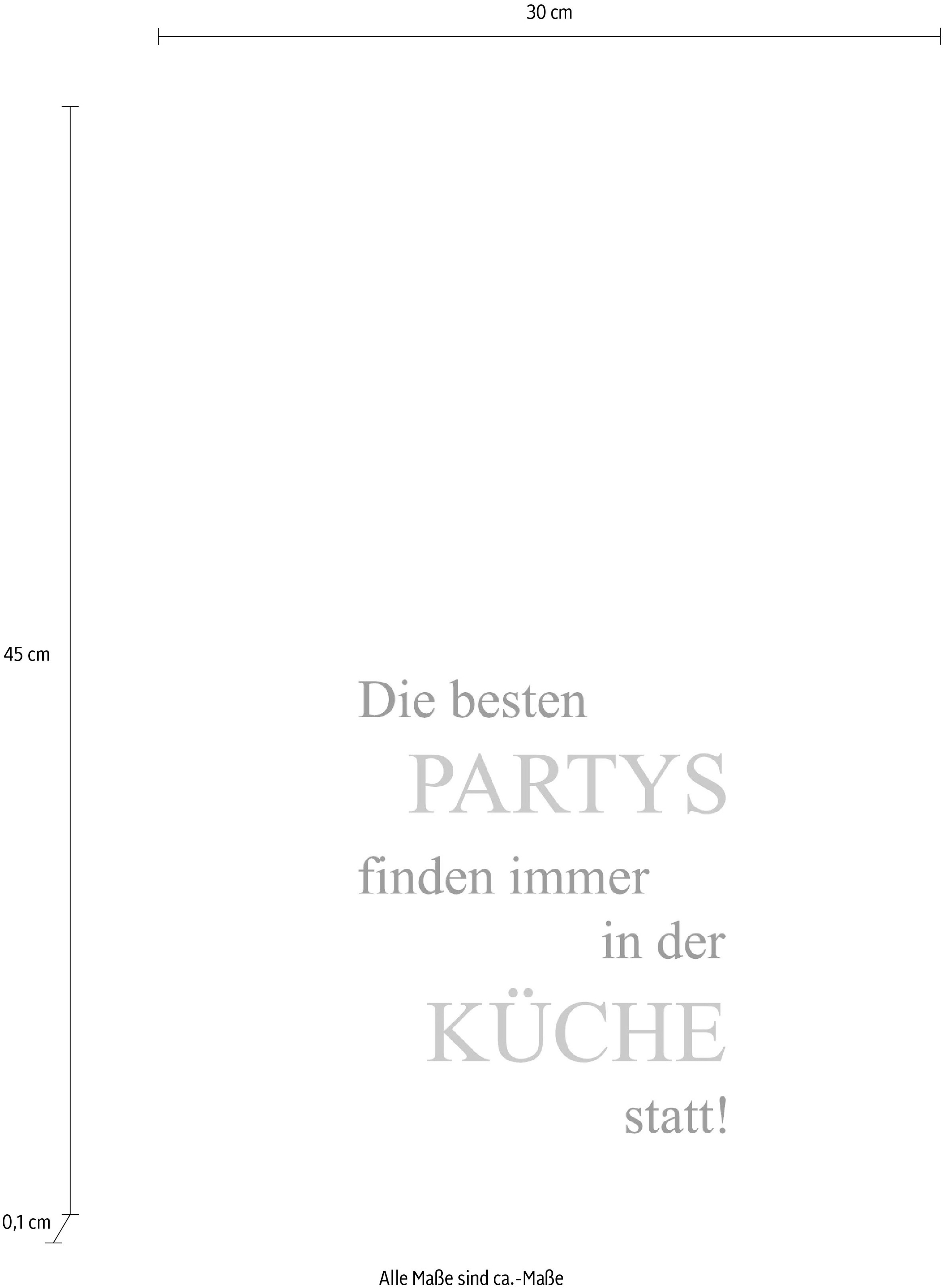 queence Wanddekoobjekt "Partys und Küche", Stahlschild, Blechschild, Spruch günstig online kaufen