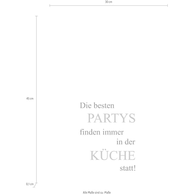 queence Wanddekoobjekt »Partys und Küche«, Schriftzug auf Stahlblech kaufen  | BAUR