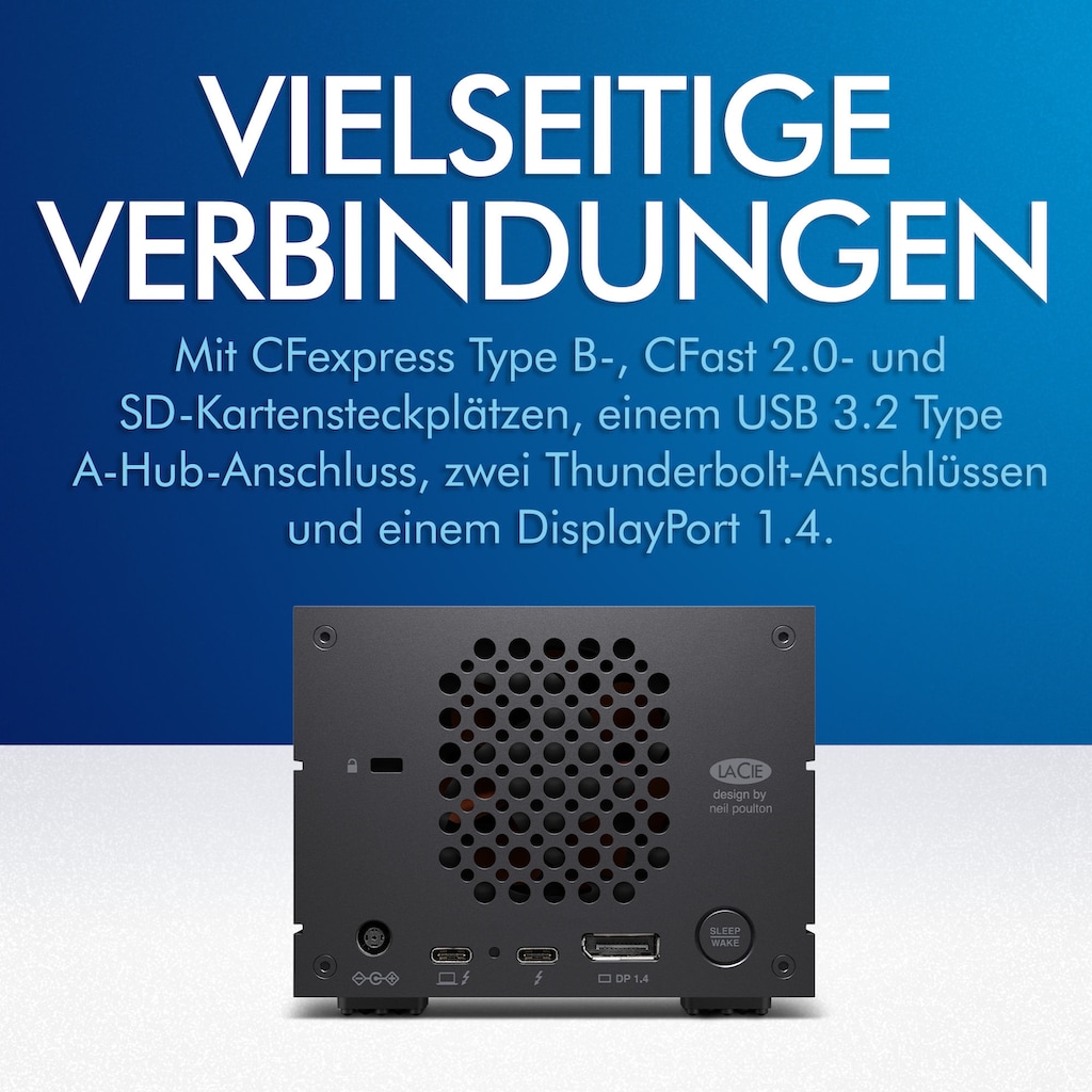 LaCie HDD-NAS-Festplatte »2big Dock Thunderbolt™3«, Anschluss Thunderbolt 3-DisplayPort-SD-/CF-Kartensteckplätze-USB 3.2 Gen-2