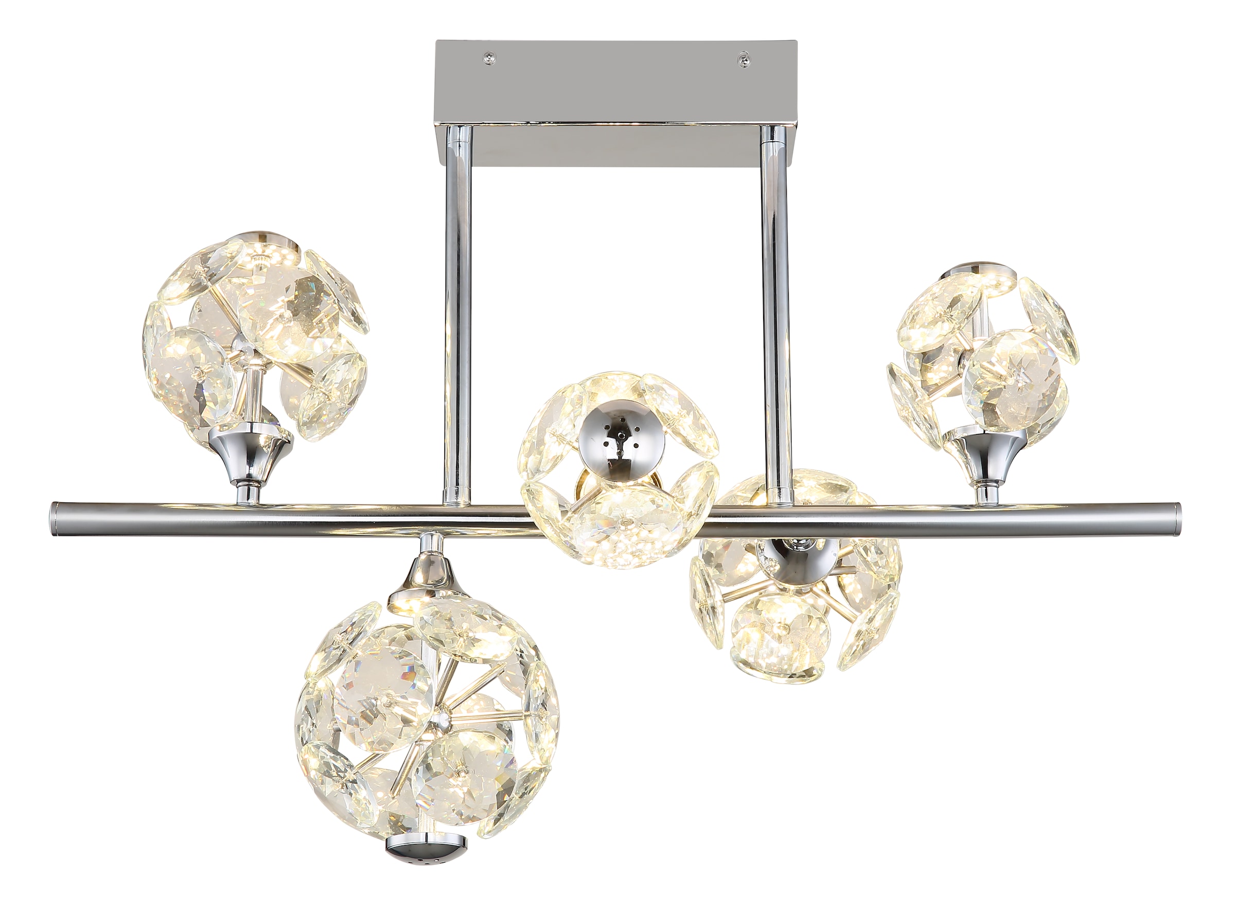 GLOBO LIGHTING LED Deckenleuchte »VIRINA«, Leuchtmittel LED-Modul | LED fest integriert, Deckenlampe/Kristalle/Wohnzimmer/Essbereich/LxBxH: 610x300x460mm