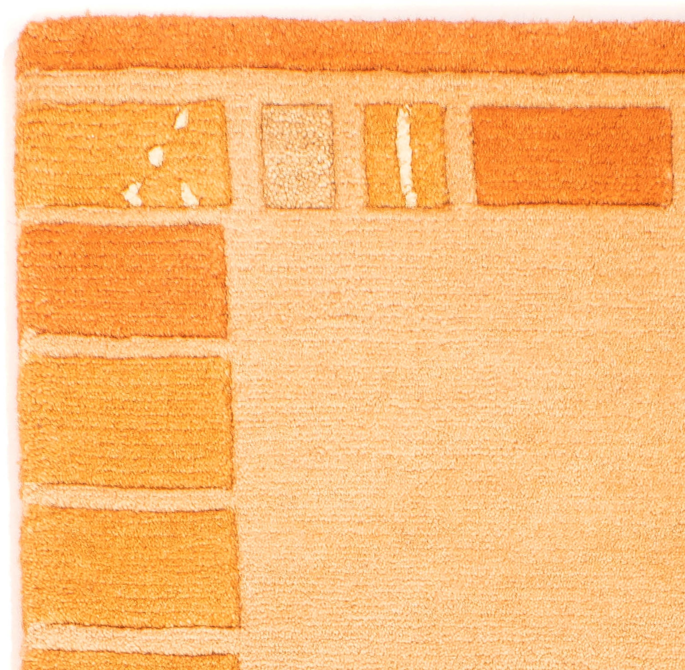 morgenland Wollteppich »Nepal - 140 x 70 cm - orange«, rechteckig, Wohnzimmer, Handgeknüpft, Einzelstück mit Zertifikat
