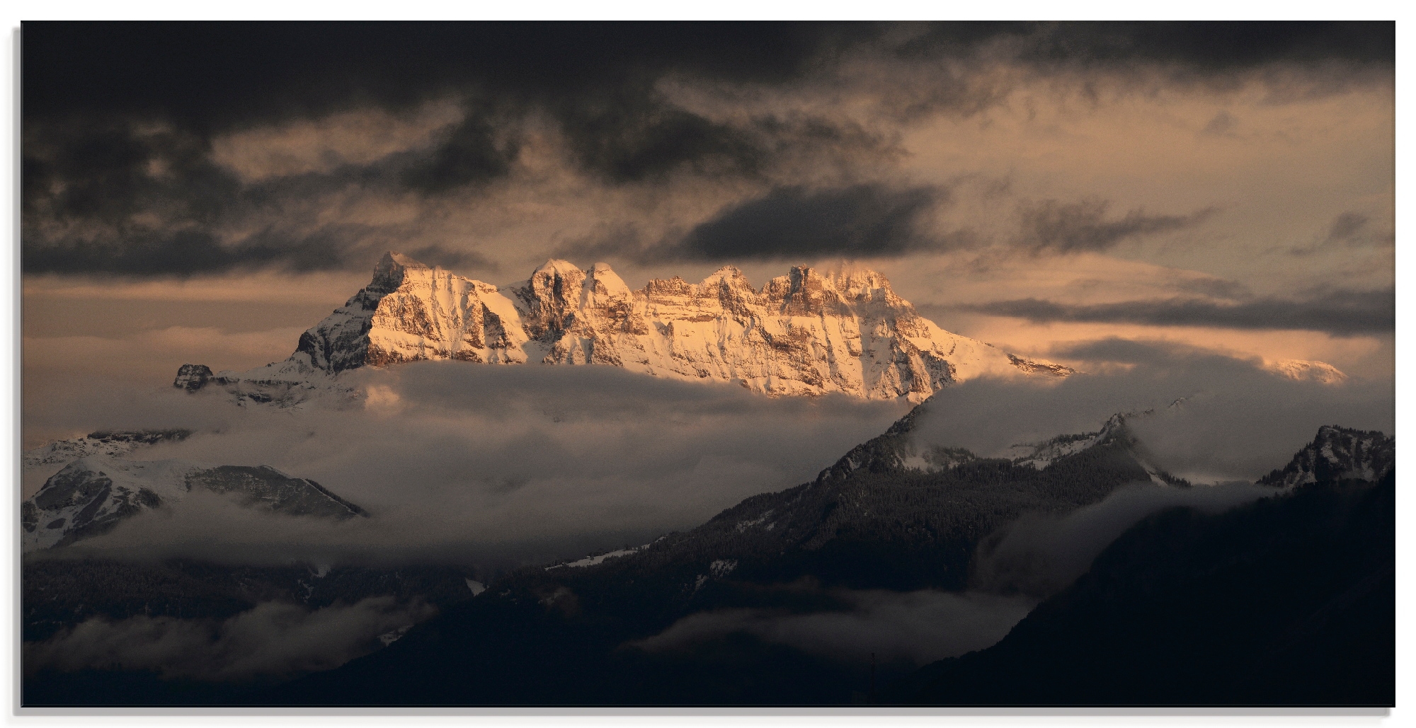 Artland Glasbild "Dents du Midi, Schweizer Berge", Berge, (1 St.), in verschiedenen Größen
