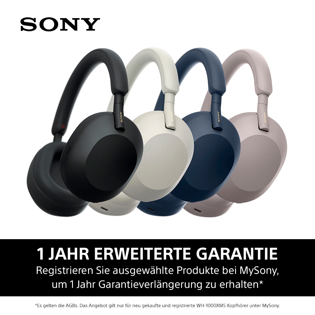Sony Bluetooth-Kopfhörer »WH1000XM5 kabellos«, A2DP Bluetooth-AVRCP Bluetooth-HFP-HSP-Bluetooth, Multi-Point-Verbindung-Sprachsteuerung-Rauschunterdrückung-Noise-Cancelling-Freisprechfunktion-Hi-Res