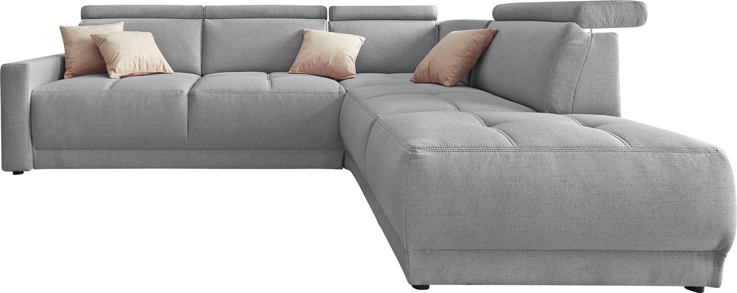 DOMO collection Ecksofa »Ava, moderne Sitzheftung mit toller Doppelnaht, komfortabel, L-Form«, mit Ottomane, inkl. Federkern, wahlweise mit Kopfteilverstellungen