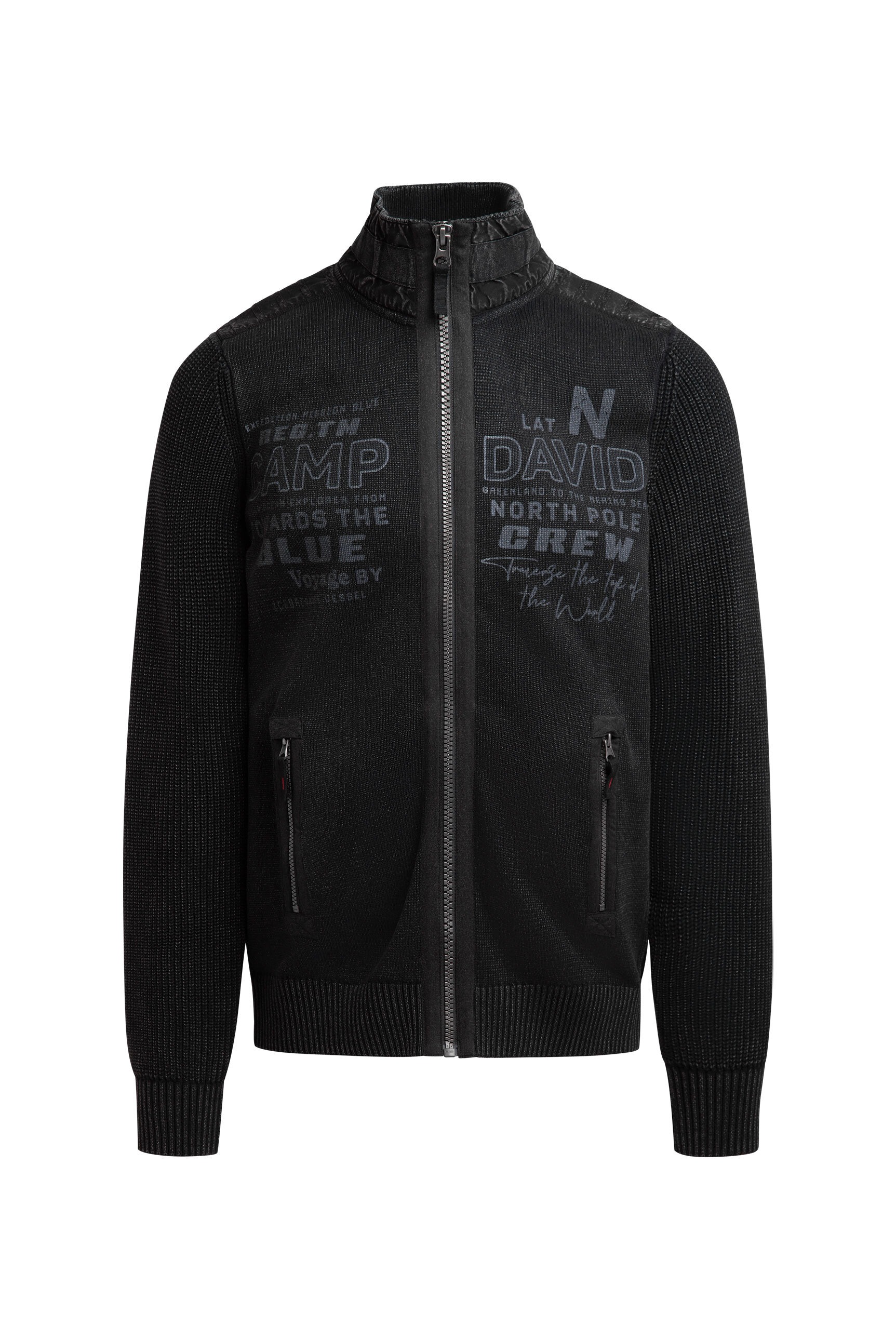 CAMP DAVID Strickjacke mit Reißverschlusstaschen