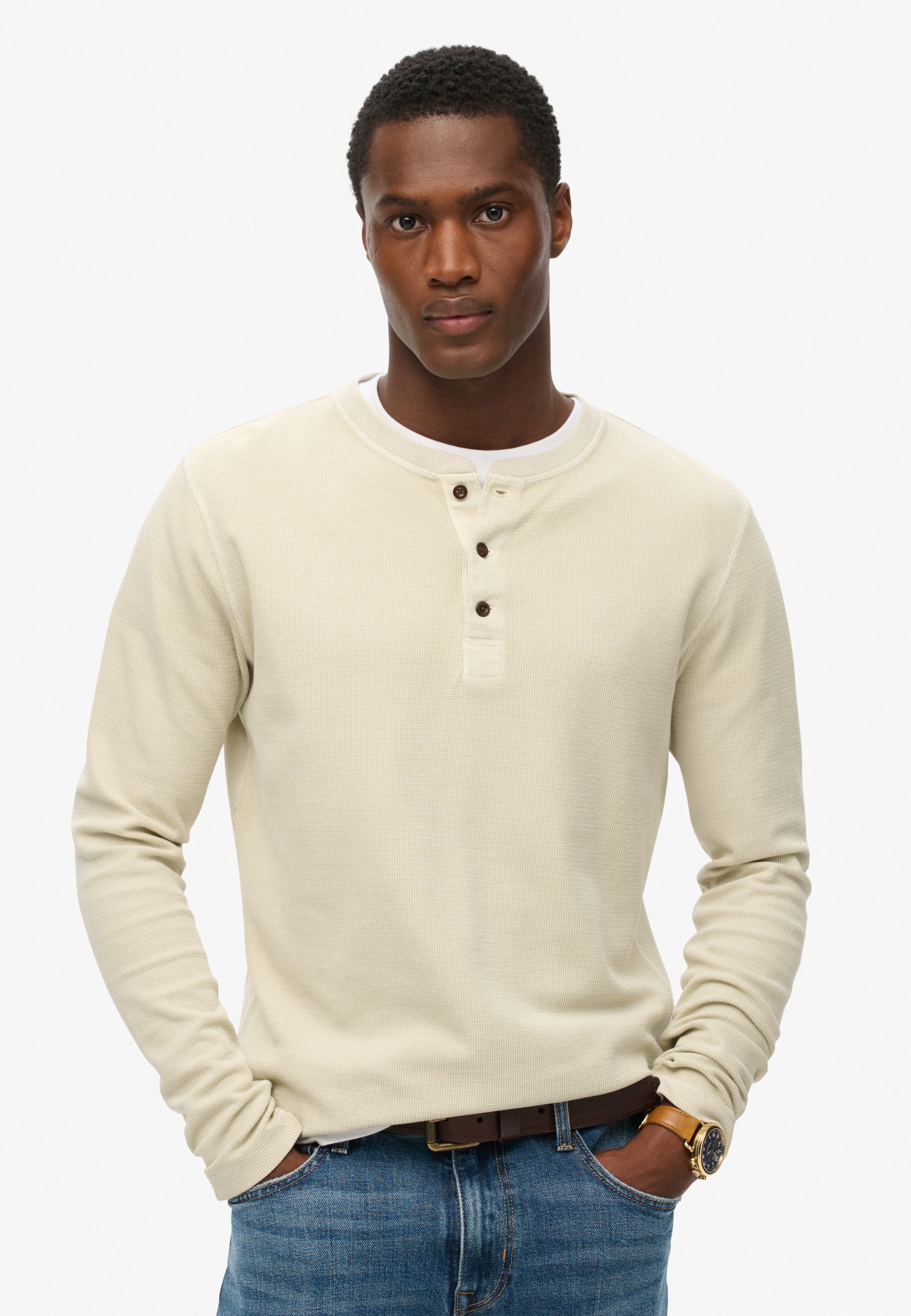 Superdry Langarmshirt "WAFFLE LONG SLEEVE HENLEY TOP" günstig online kaufen