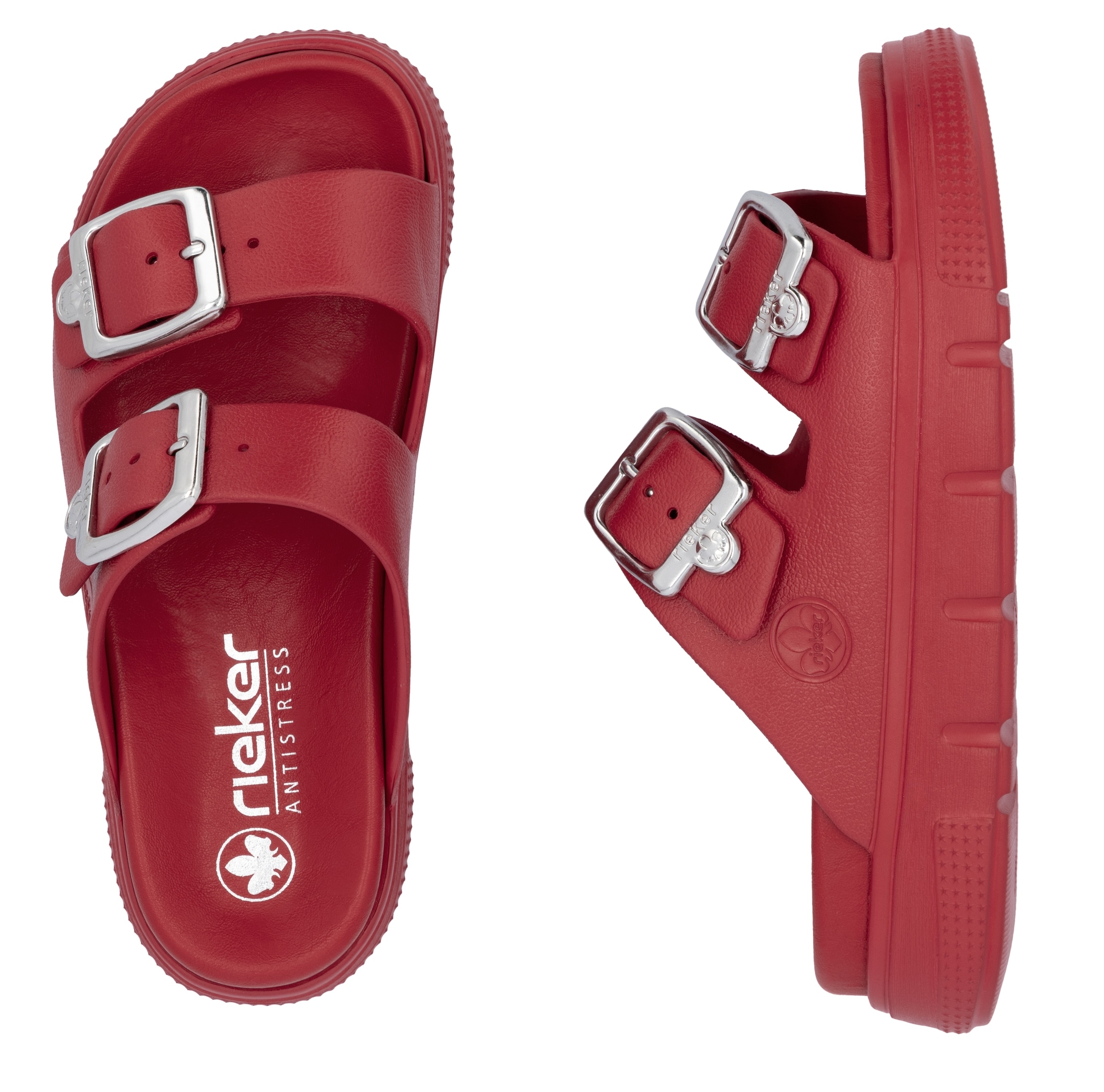 Rieker Pantolette, Plateau, Sommerschuh, Schlappen in Weite G (=weit)