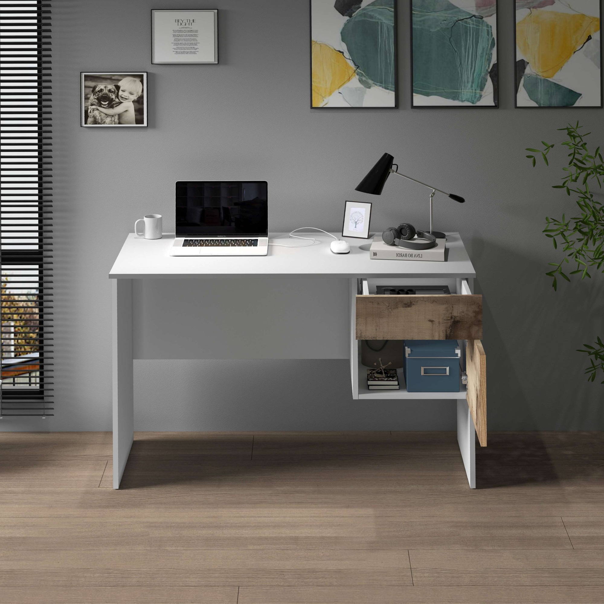 INOSIGN Schreibtisch »Coro, kleiner Computertisch, Bürotisch«, mit 1 Tür & 1 Schublade, Breite 110 cm, Made in Italy