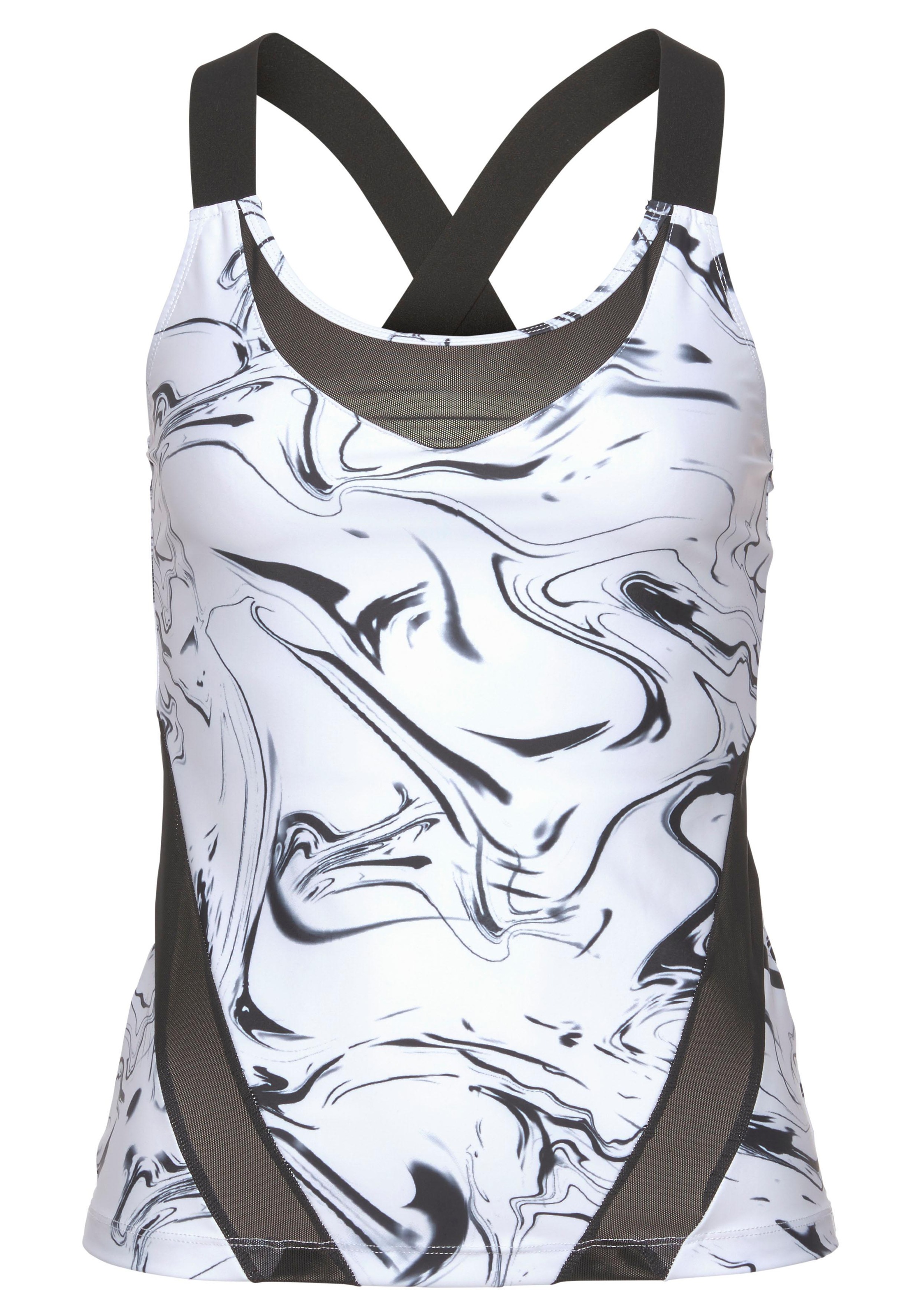 LASCANA ACTIVE Funktionsshirt "White Marble", mit gekreuzten Trägern und Me günstig online kaufen