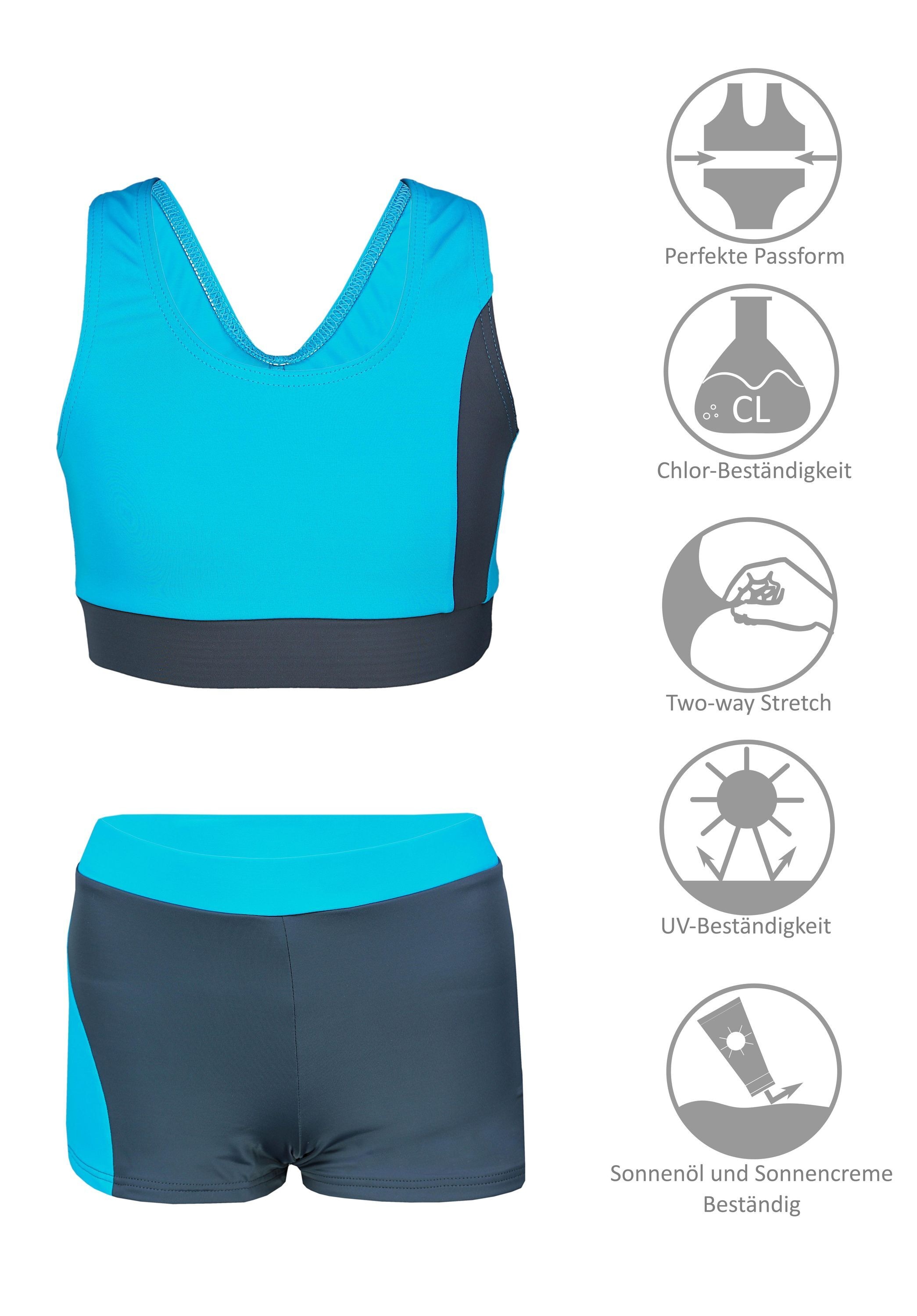 AQUARTI Bustier-Bikini »Badeanzug Mädchen Sport Bikini - Racerback Bustier & Badehose«