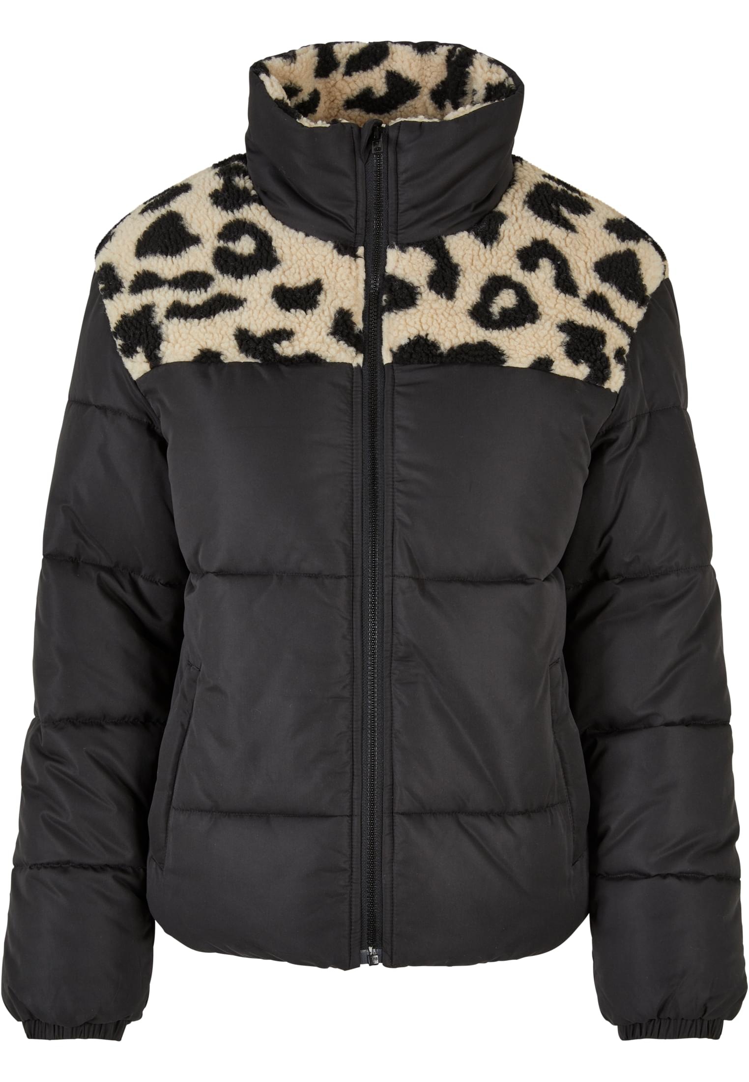 URBAN CLASSICS Winterjacke »Damen Ladies AOP Sherpa Mixed Puffer Jacket«, (1  St.), ohne Kapuze kaufen | BAUR