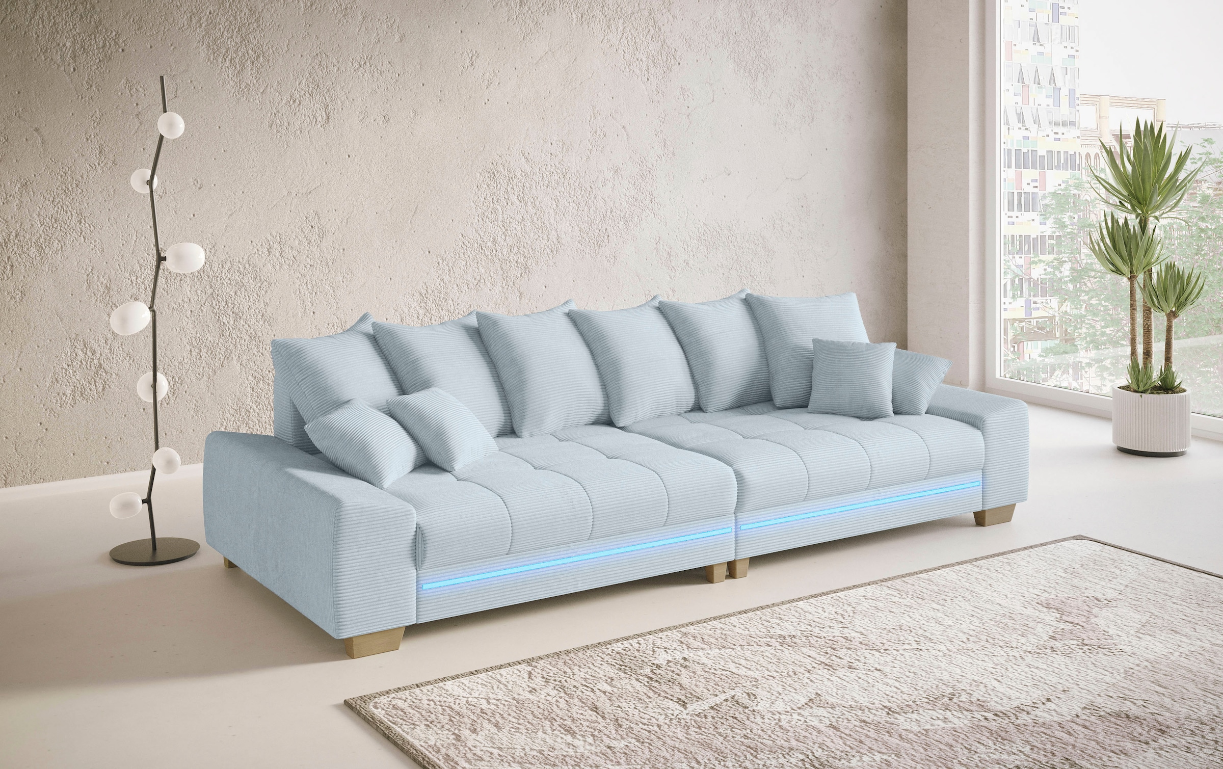 Mr. Couch Big-Sofa »Nikita II«, mit RGB-LED Beleuchtung, Kaltschaumpolsterung bis 140 kg belastbar