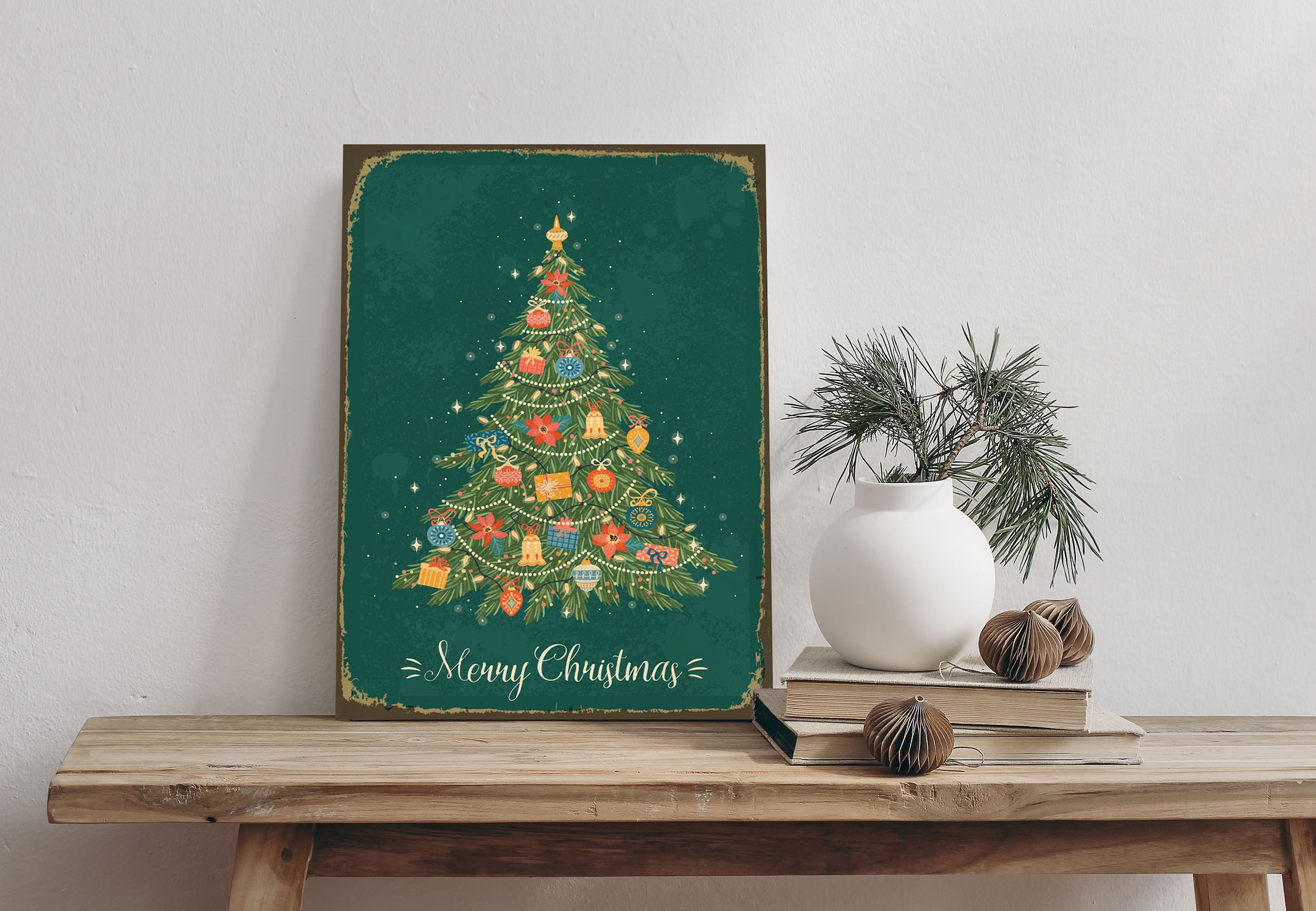 queence Alu-Dibond-Druck "Weihnachtsbaum", (1 St.), Merry Christmas, Grün, günstig online kaufen