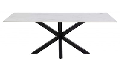 Esstisch »Heaven«, weißer Keramik-Tischplatte, schwarzem Stahlkreuz, L: 200 cm