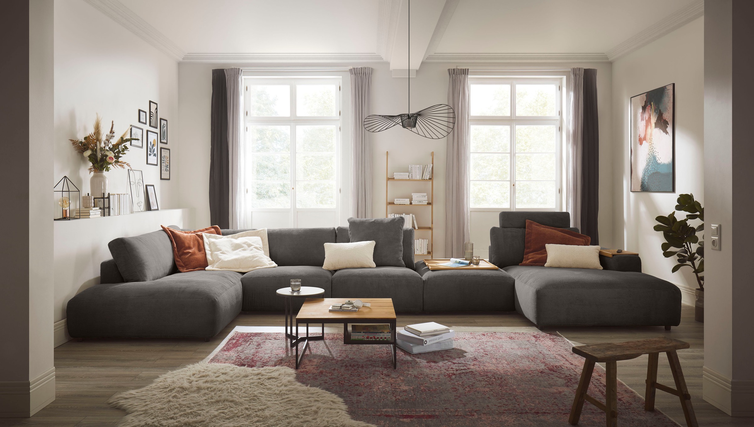 Musterring Wohnlandschaft "Lucia bequem und viel Platz, U-Form" Cord-Bezug, inklusive Kopfstütze, Gesamtbreite 504 cm