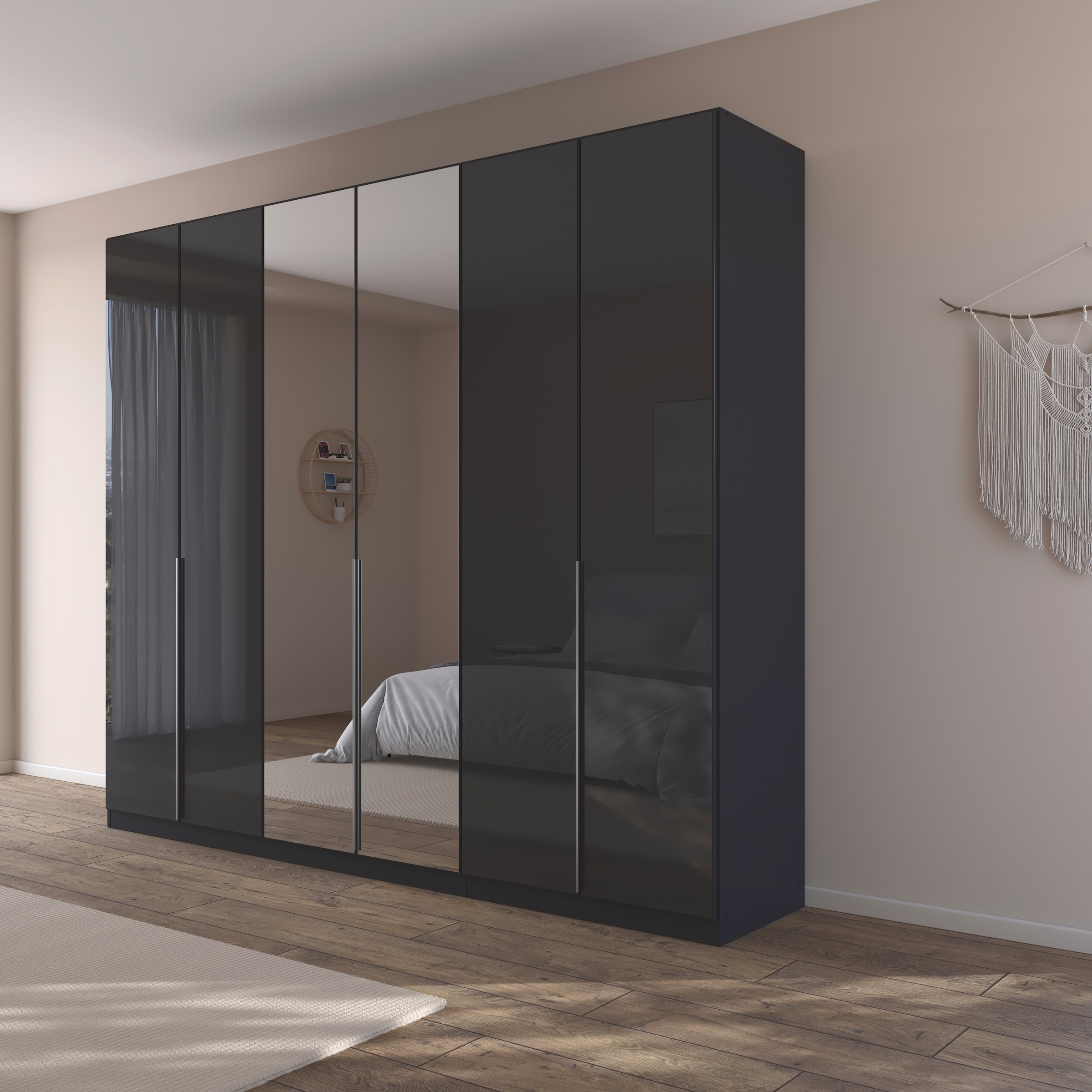 rauch Drehtürenschrank »Kleiderschrank Kleiderschränke Schrank Garderobe AGORDO mit Glasfront«, (in zwei Griff-Farben), durchdachte Innenausstattung, in 6 Breiten und 2 Höhen MADE IN GERMANY