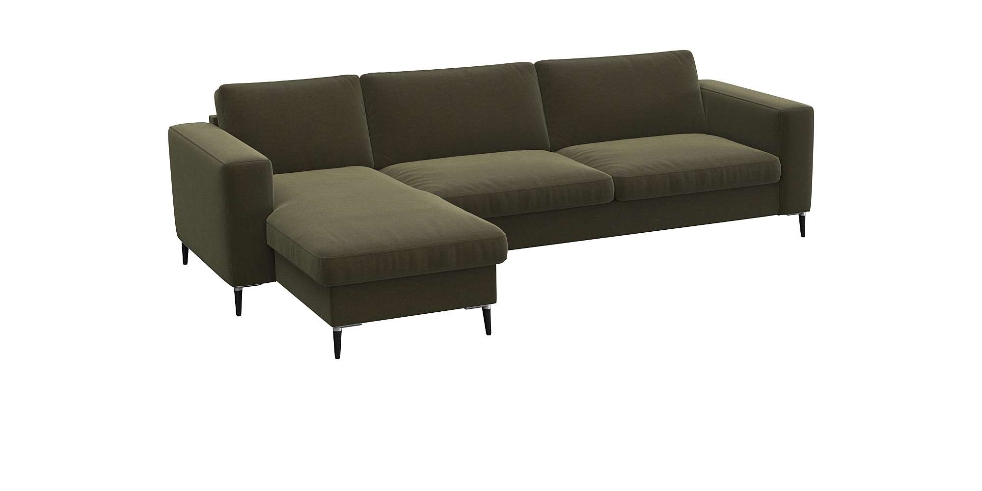FLEXLUX Ecksofa »Fiore, super Sitzkomfort durch Kaltschaum im Sitz, L-Form«, breite Armlehnen, Kaltschaum, Füße Alu+schwarz