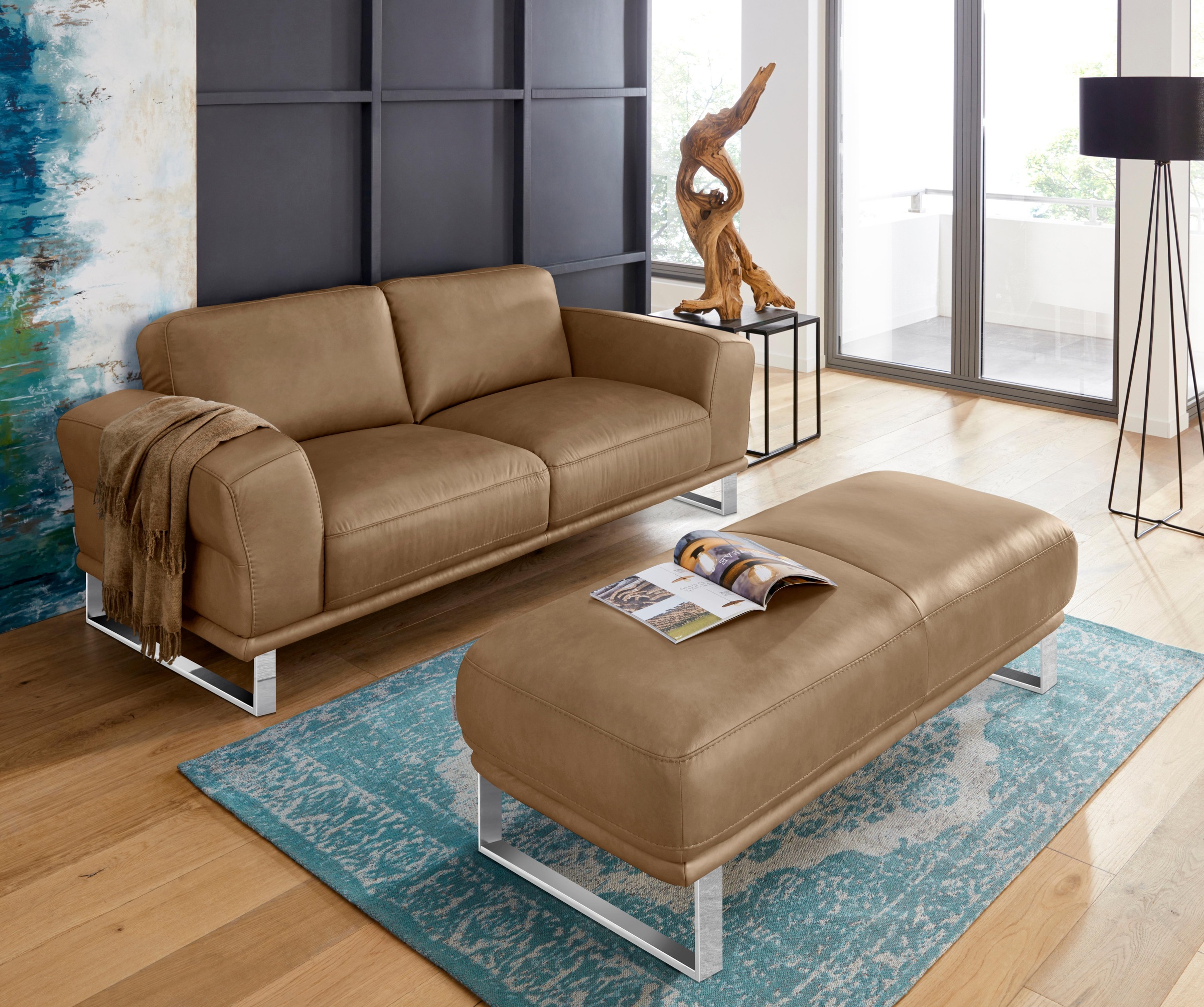 W.SCHILLIG Hocker »montanaa«, mit Metallkufen in Chrom glänzend, Breite 141 cm